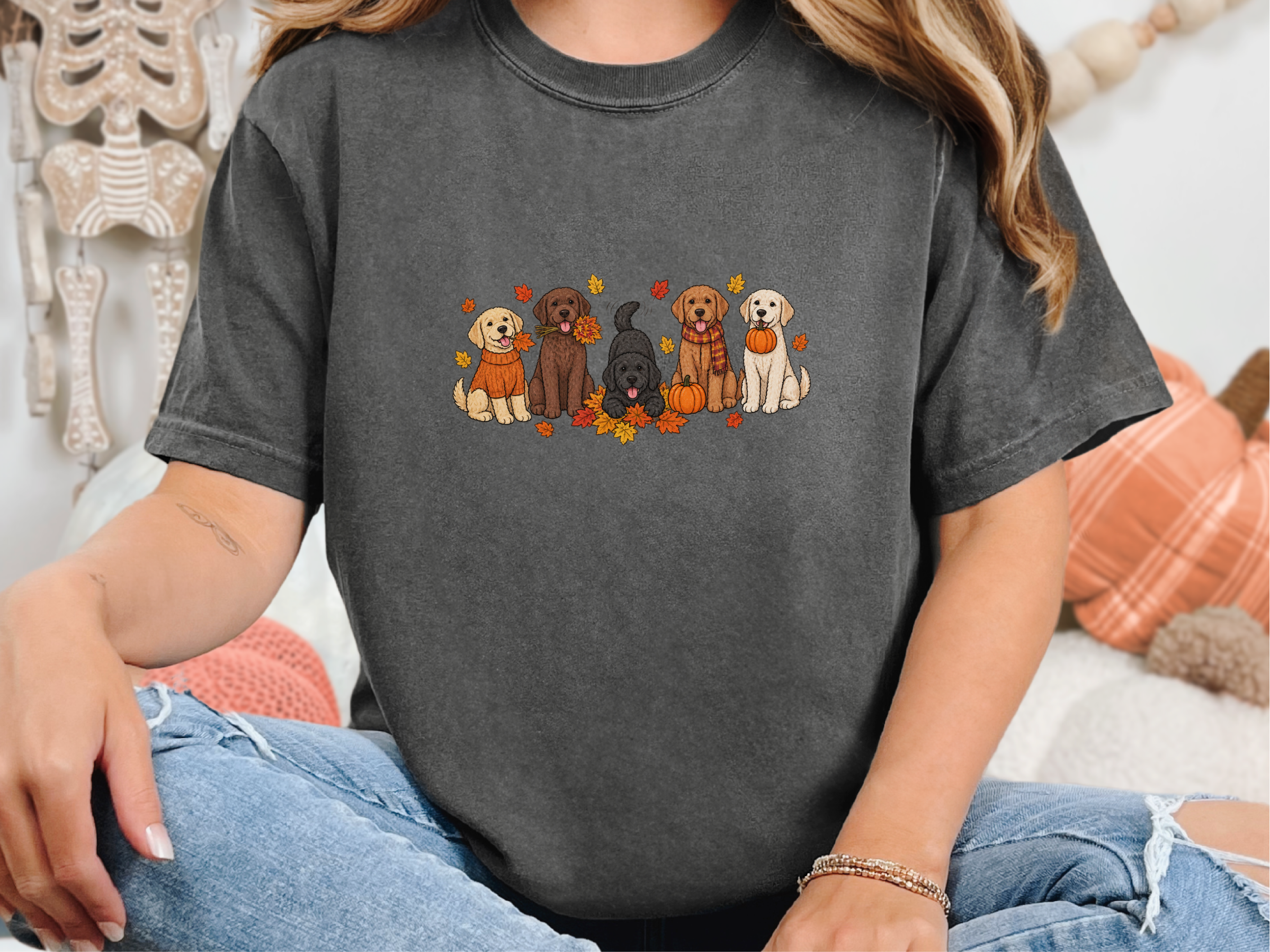 Colorful Labrador Fall Activities doodle dog shirt - photo 5