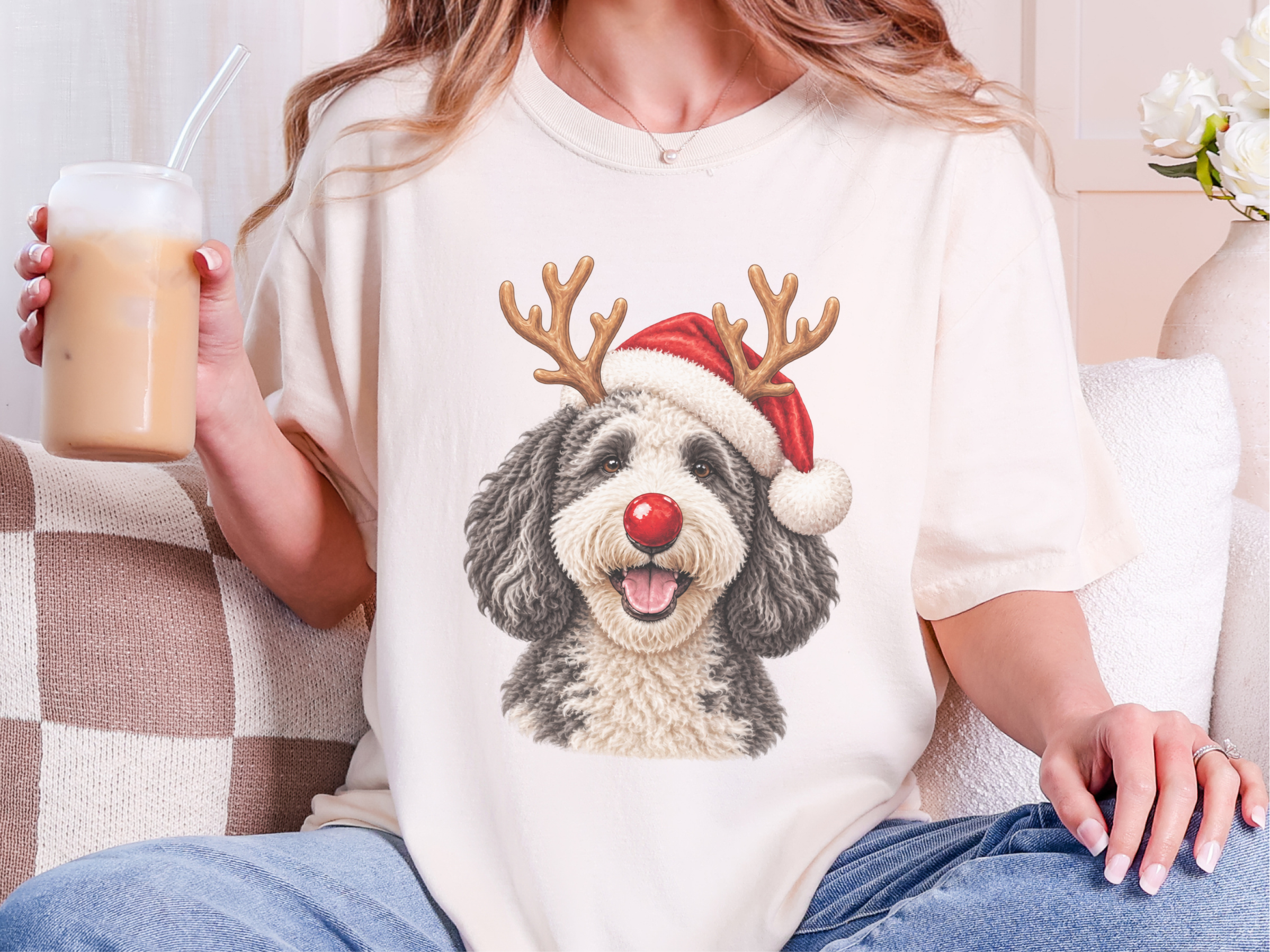 Sheepadoodle Rudolph Christmas Hat - photo 8