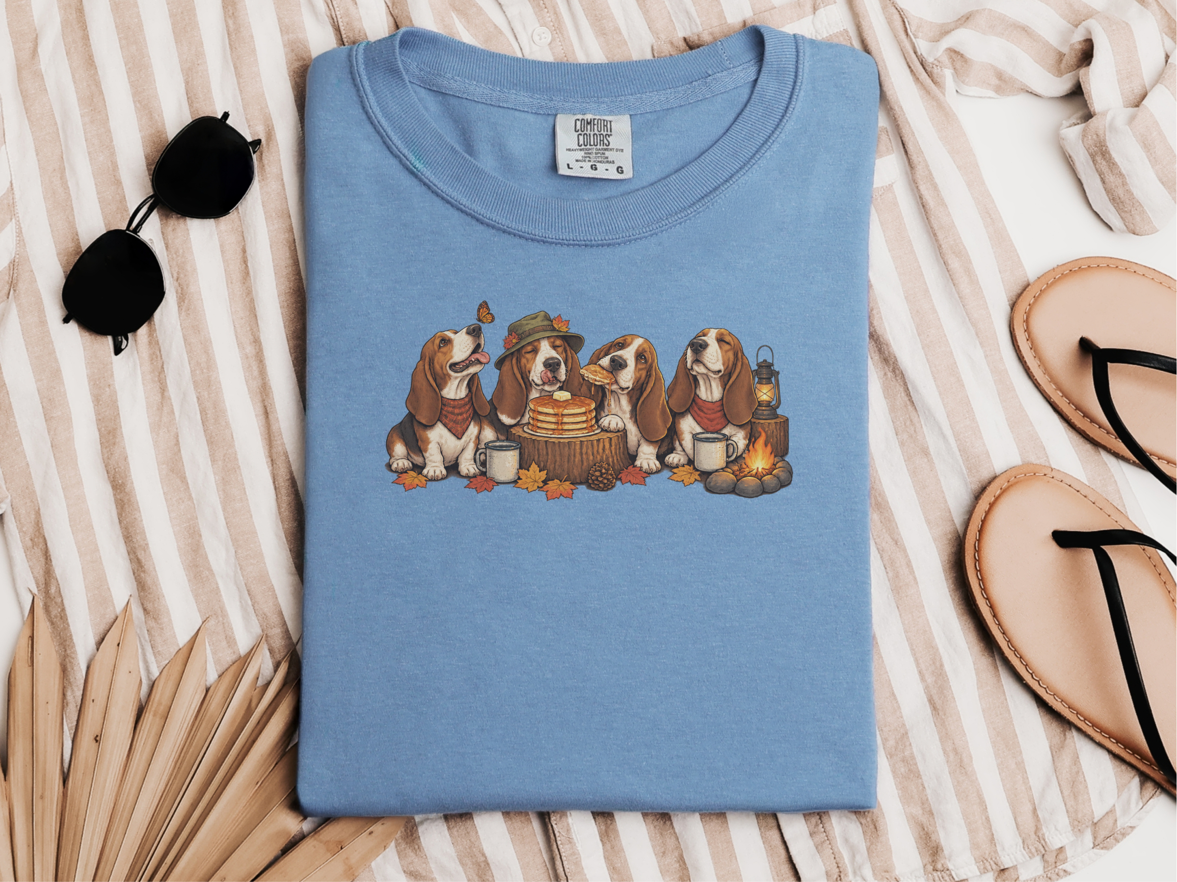 Basset Hounds Fall Camping Breakfast doodle dog shirt - photo 7