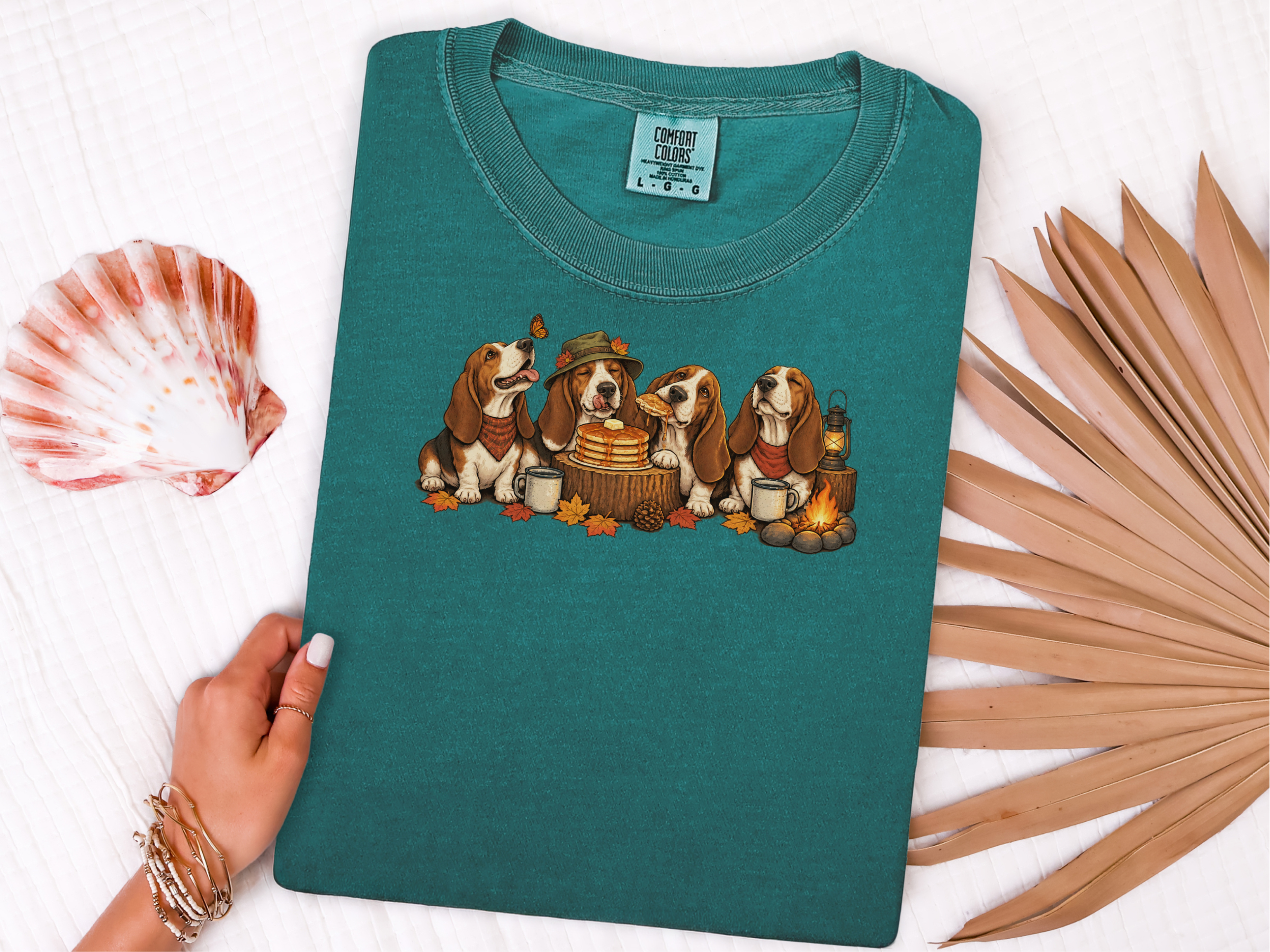 Basset Hounds Fall Camping Breakfast doodle dog shirt - photo 8