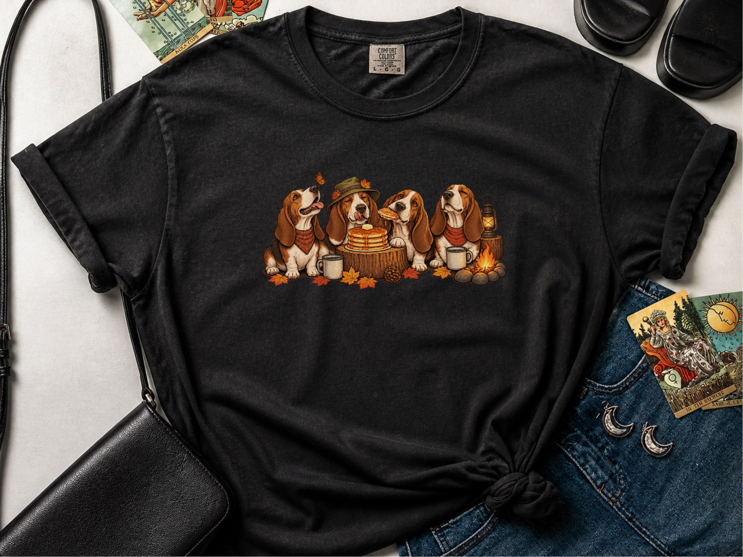 Basset Hounds Fall Camping Breakfast doodle dog shirt - photo 1