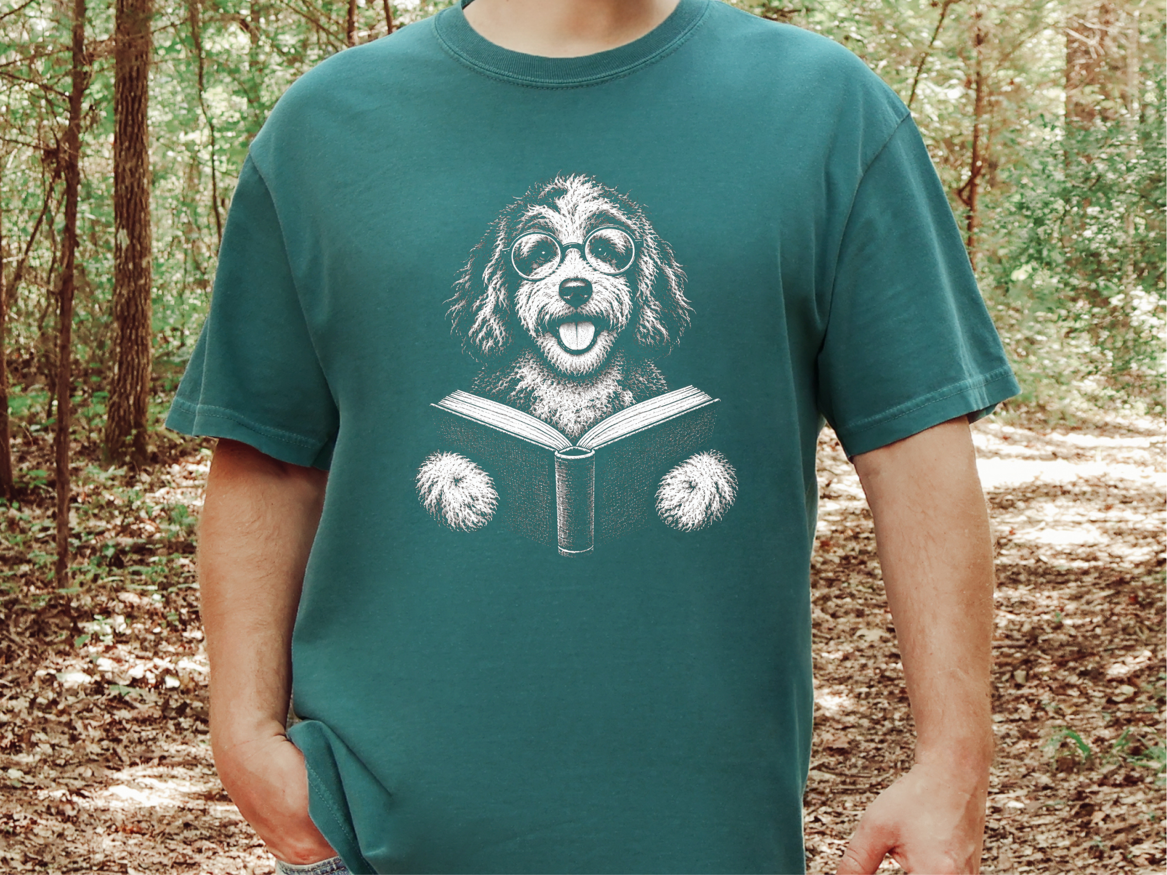 Aussiedoodle Reading Book doodle dog shirt - photo 8