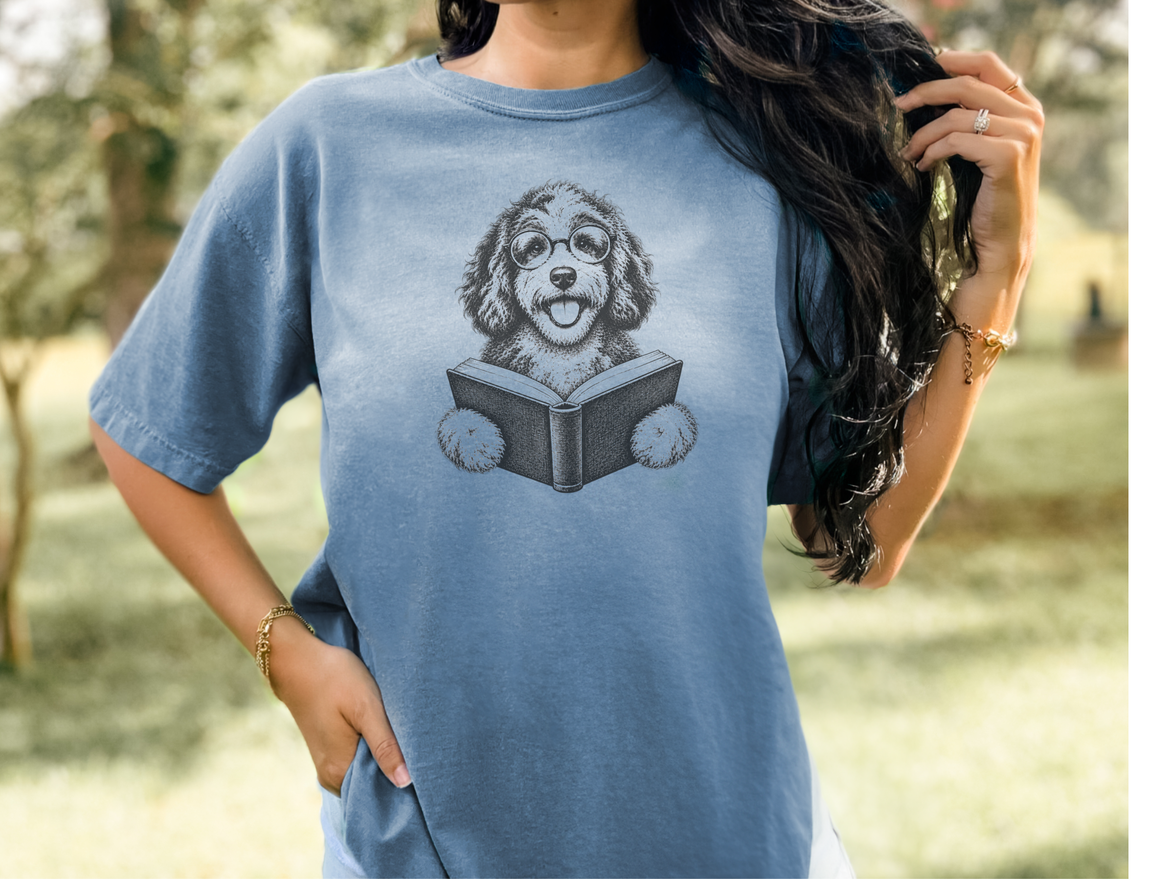 Aussiedoodle Reading Book doodle dog shirt - photo 5
