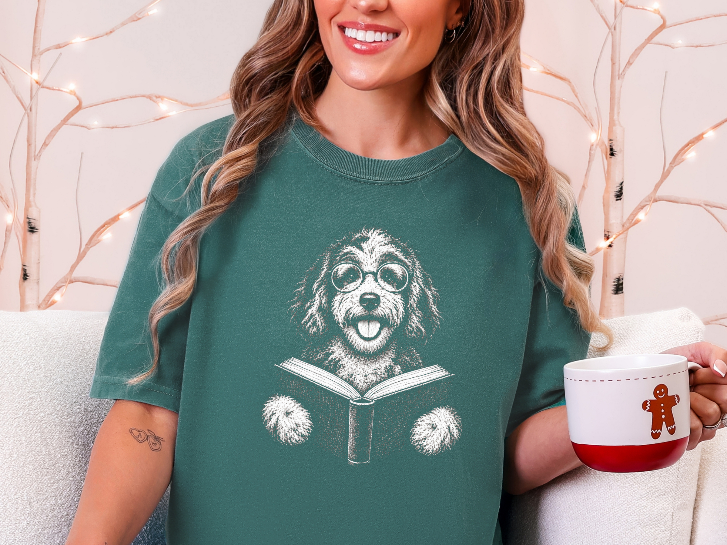 Aussiedoodle Reading Book doodle dog shirt - photo 7