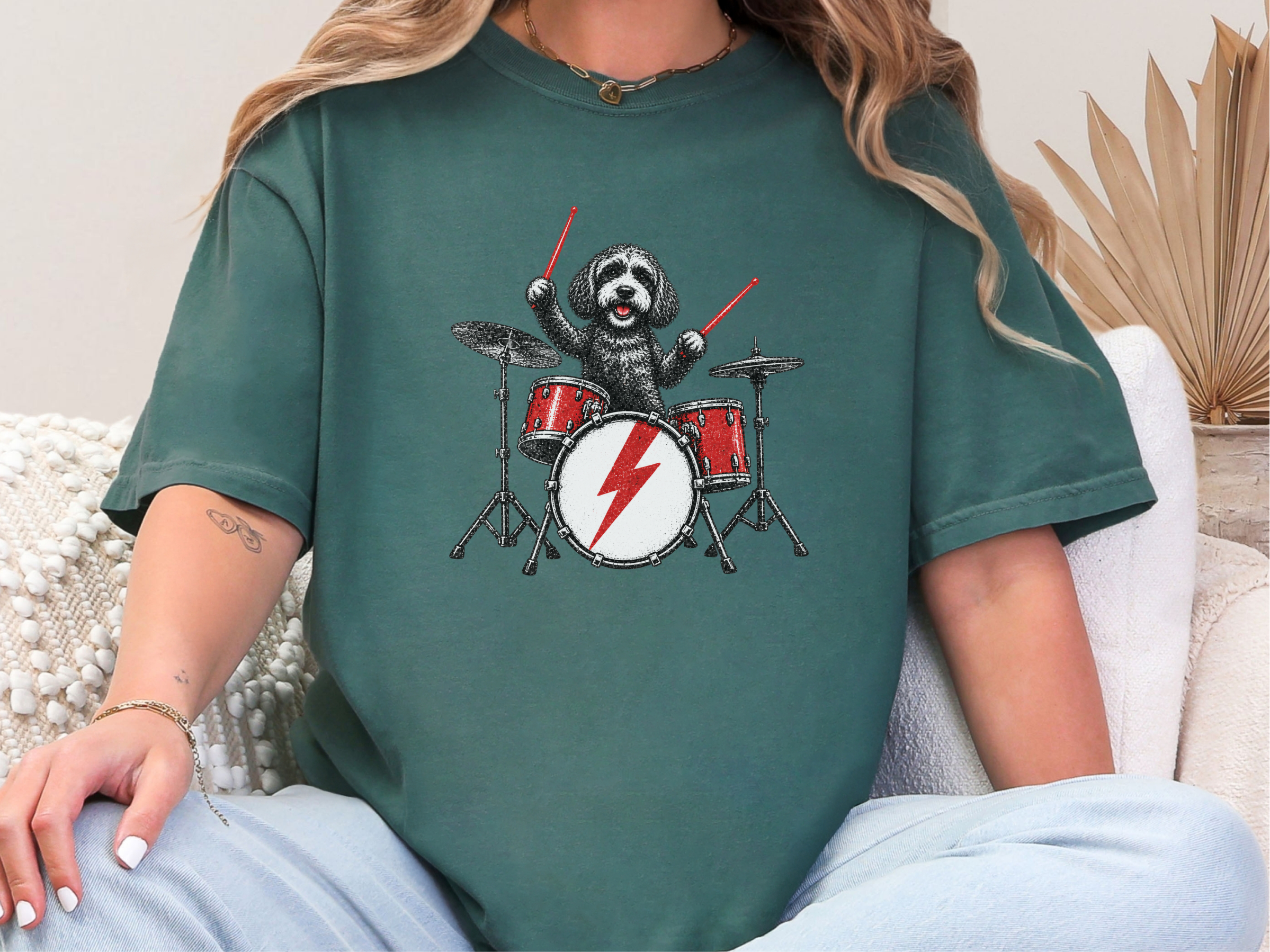 Cockapoo Drummer Red Drums doodle dog shirt - photo 7