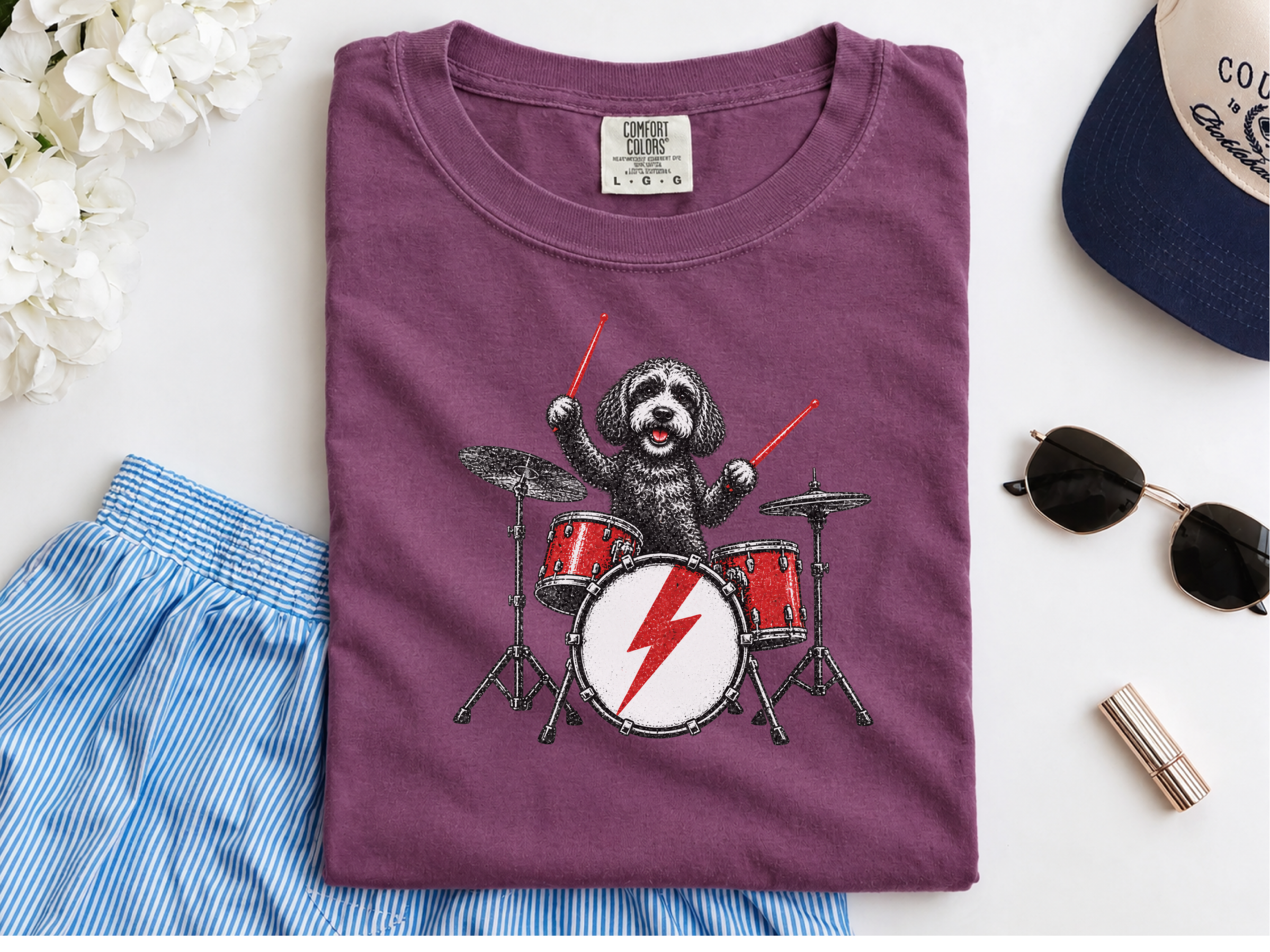 Cockapoo Drummer Red Drums doodle dog shirt - photo 5