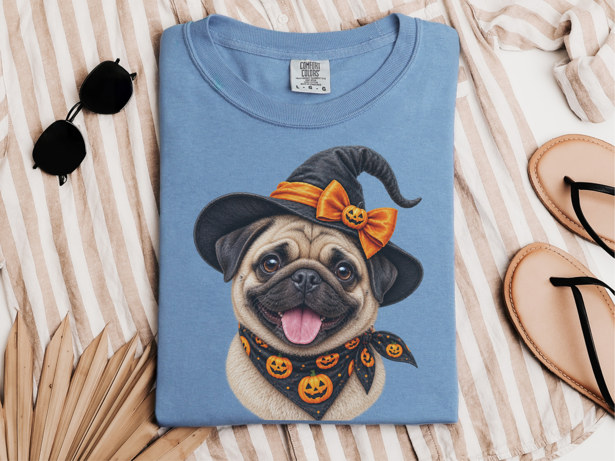 Halloween Pug Witch Portrait doodle dog shirt - photo 6