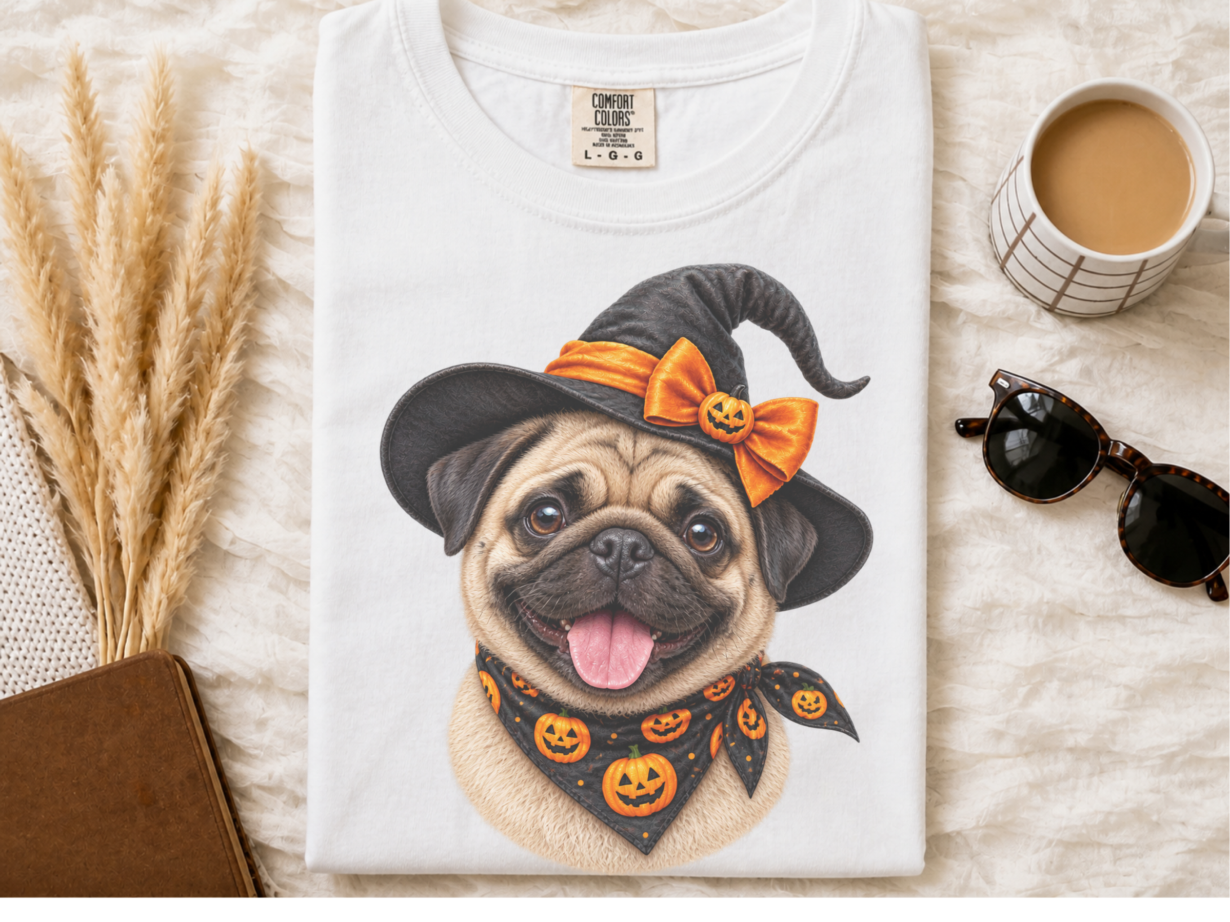Halloween Pug Witch Portrait doodle dog shirt - photo 2
