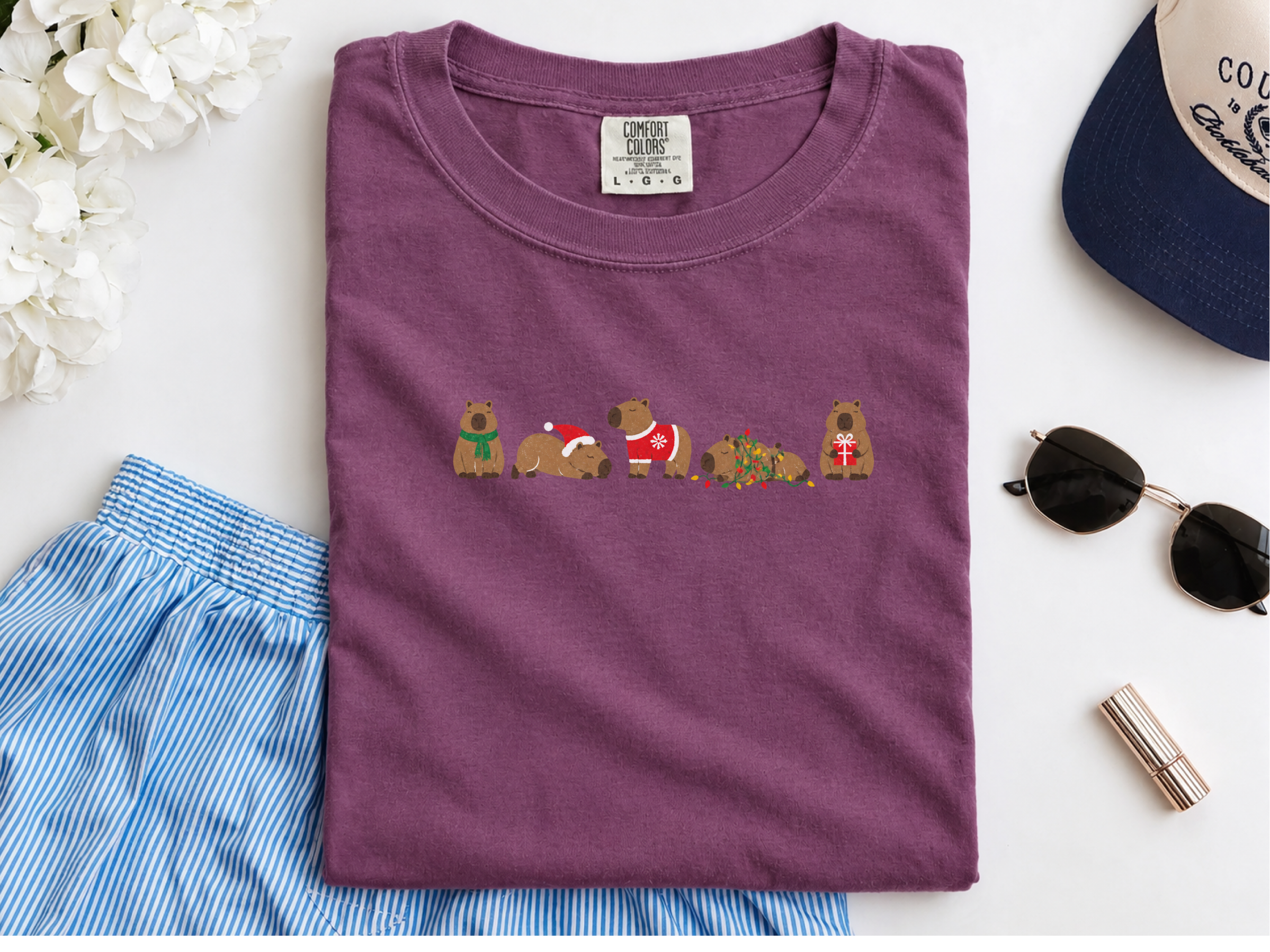 Festive Christmas Capybara Lineup funny shirt - photo 8