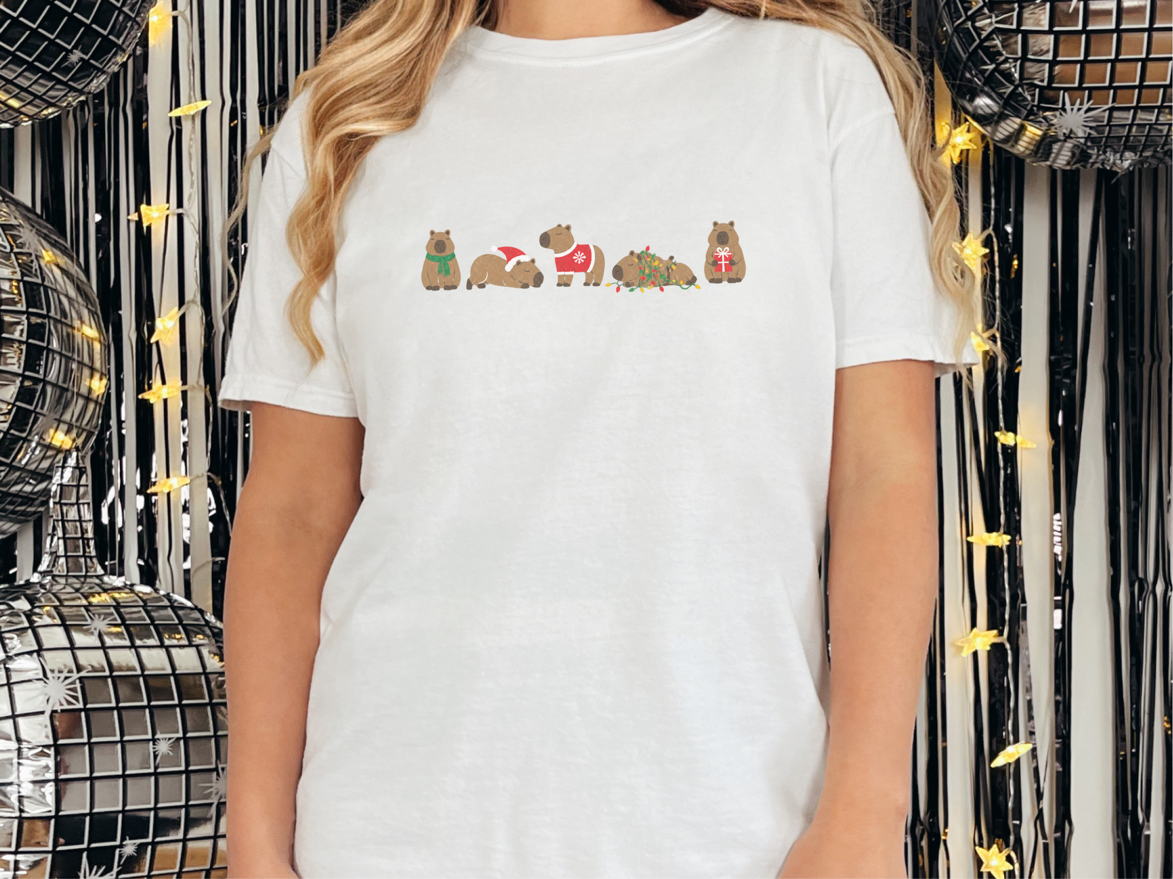 Festive Christmas Capybara Lineup funny shirt - photo 2