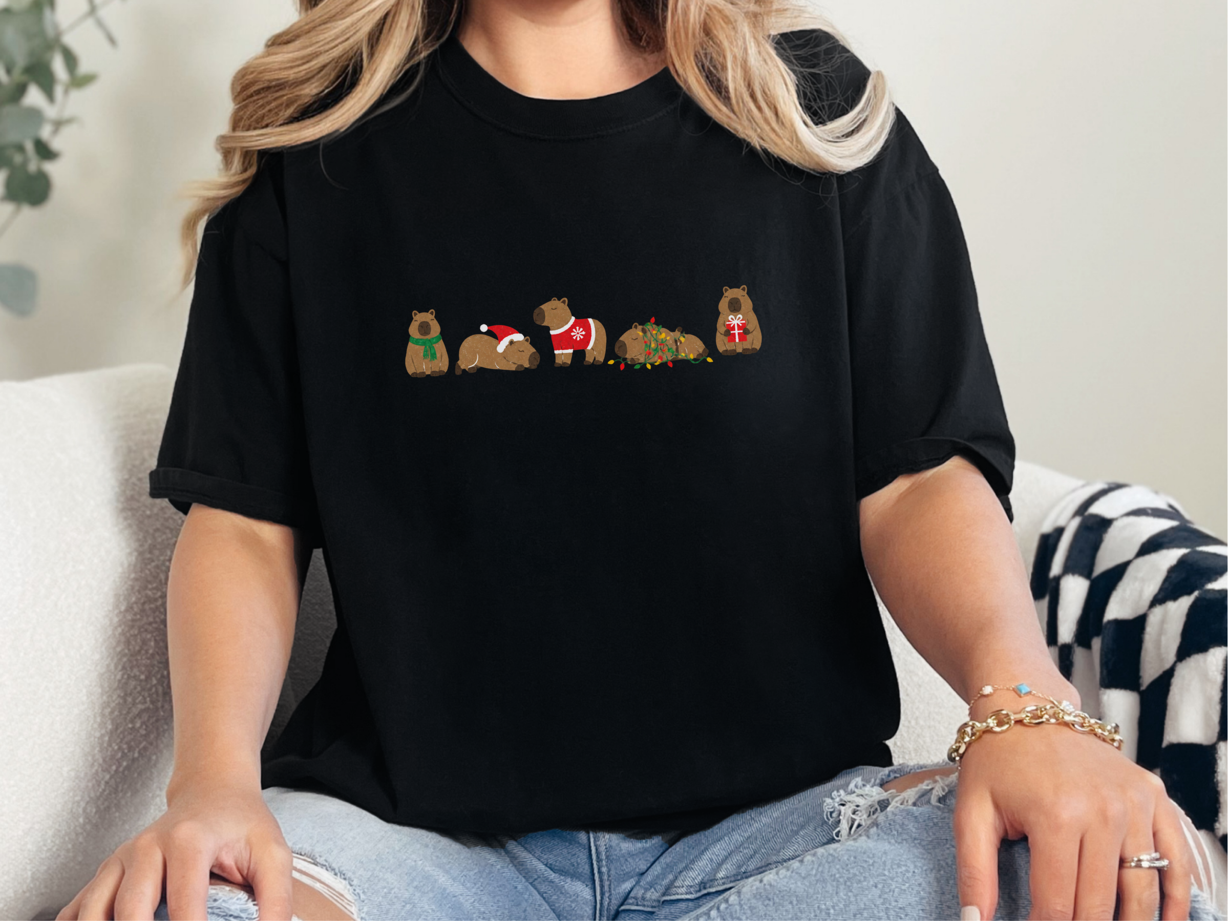 Festive Christmas Capybara Lineup funny shirt - photo 4