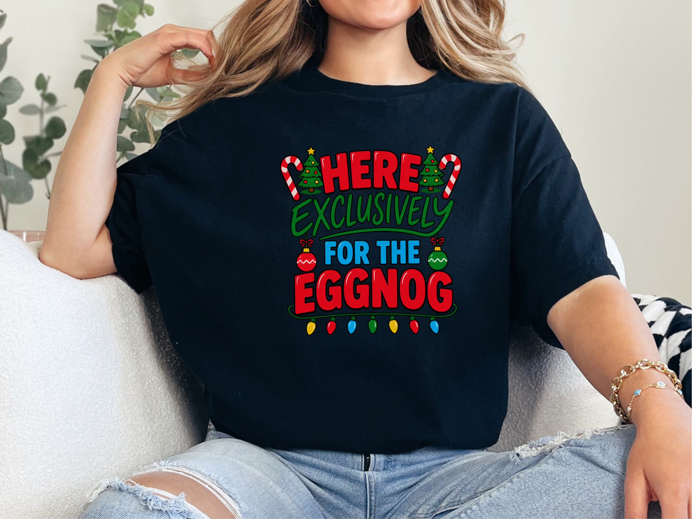 Festive Eggnog Christmas Typography funny shirt - photo 2