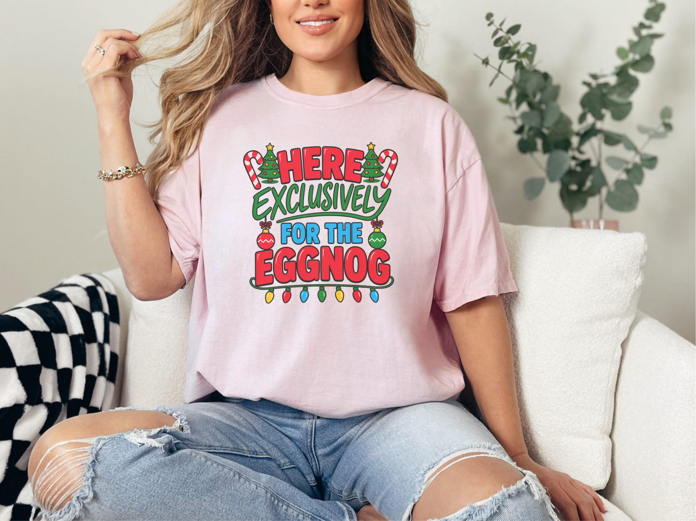 Festive Eggnog Christmas Typography funny shirt - photo 3