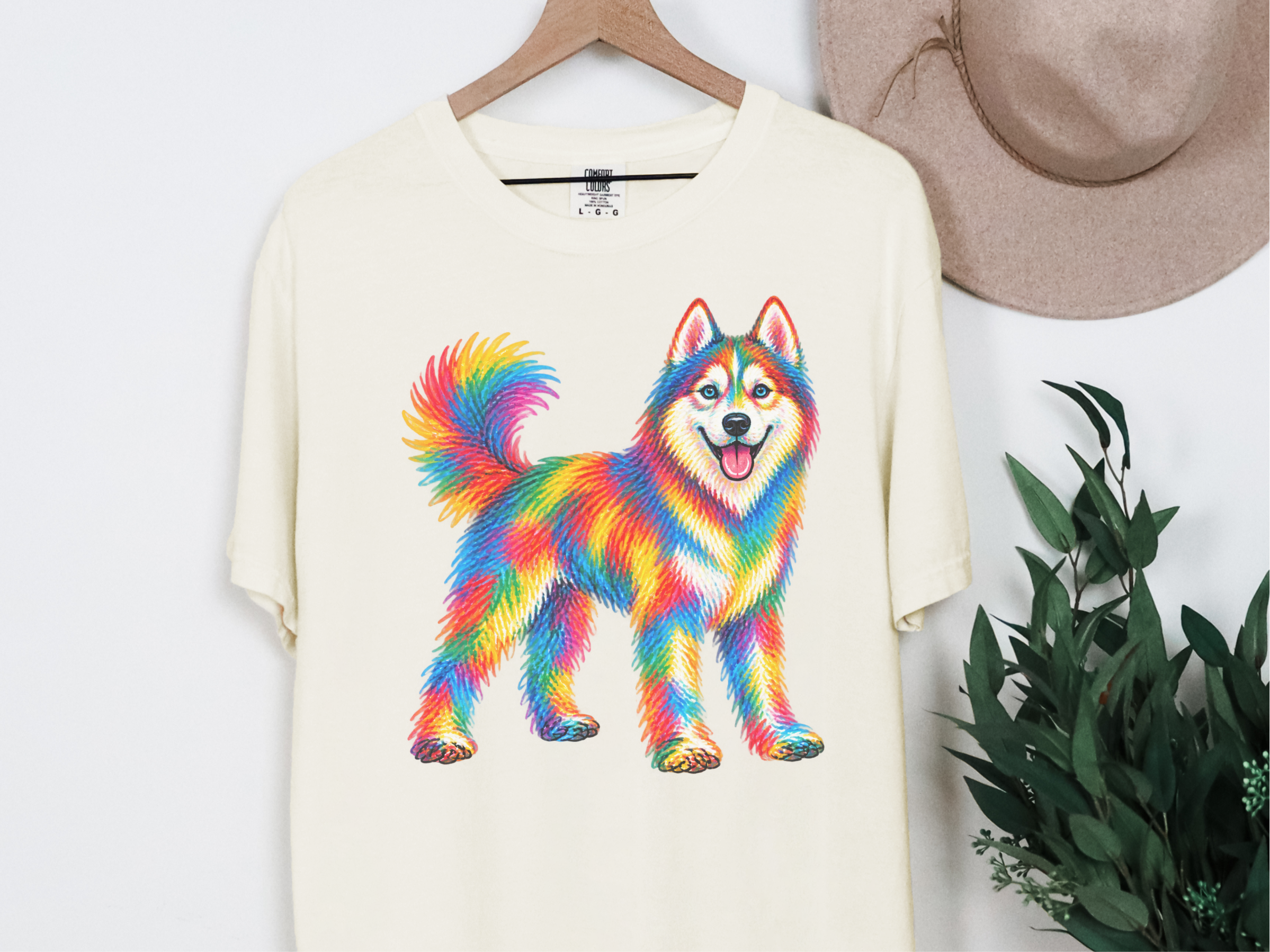 Colorful Rainbow Husky Dog doodle dog shirt - photo 8