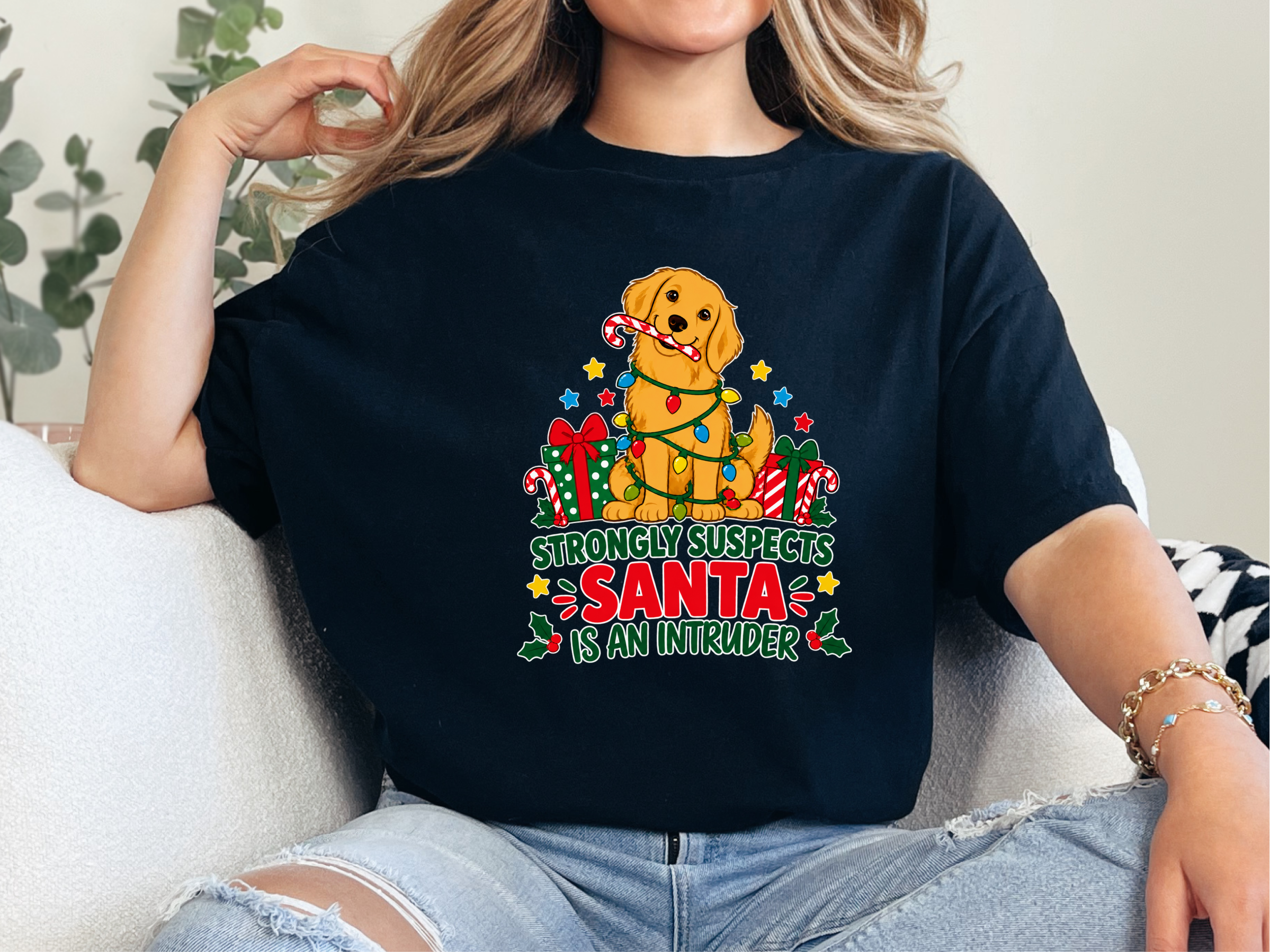 Golden Retriever Santa Intruder