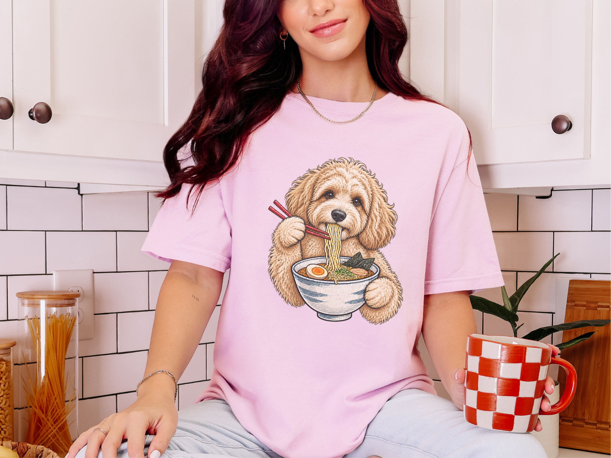 Maltipoo Eating Ramen Bowl doodle dog shirt - photo 7