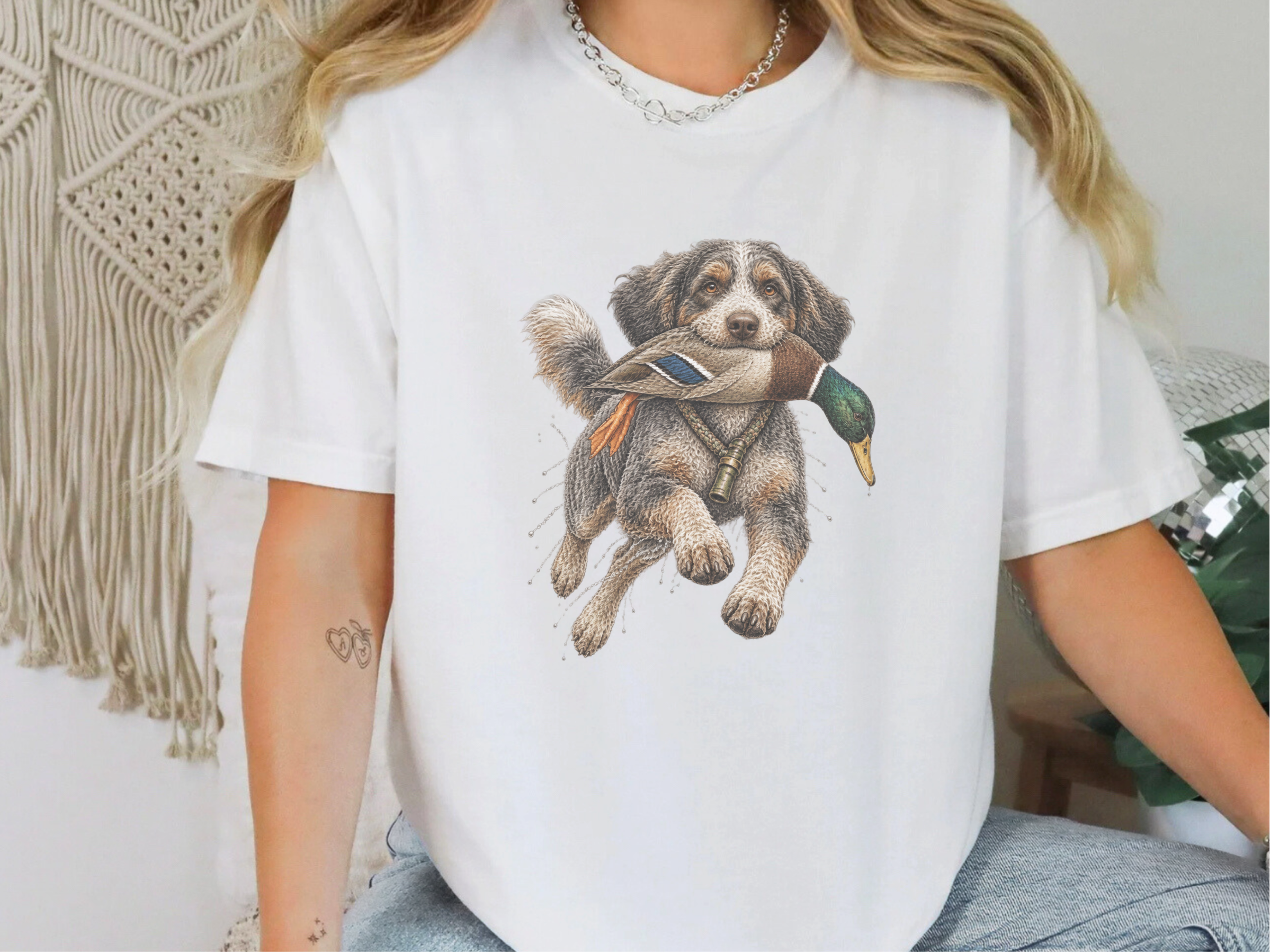 Aussiedoodle Duck Hunter Vintage doodle dog shirt - photo 3