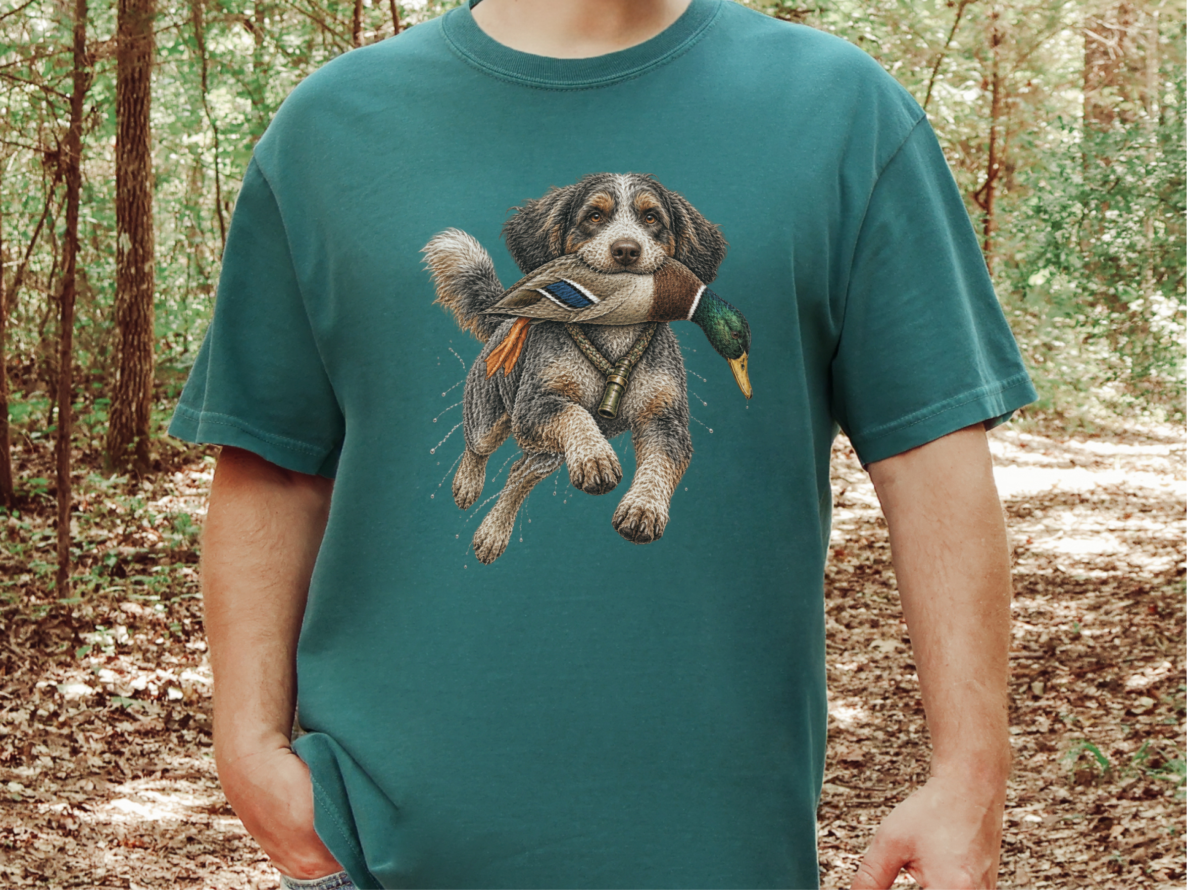 Aussiedoodle Duck Hunter Vintage doodle dog shirt - photo 8