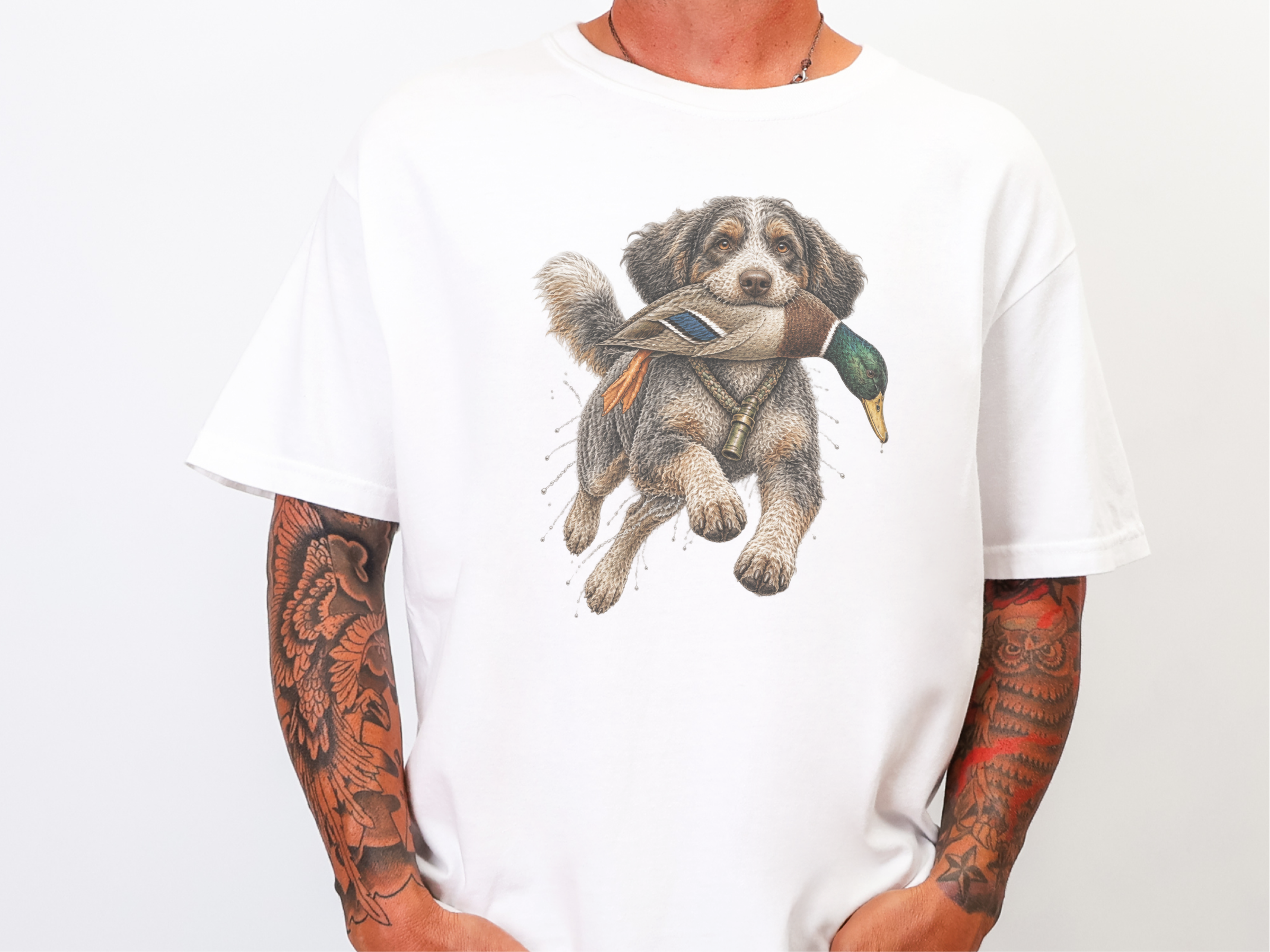 Aussiedoodle Duck Hunter Vintage doodle dog shirt - photo 2
