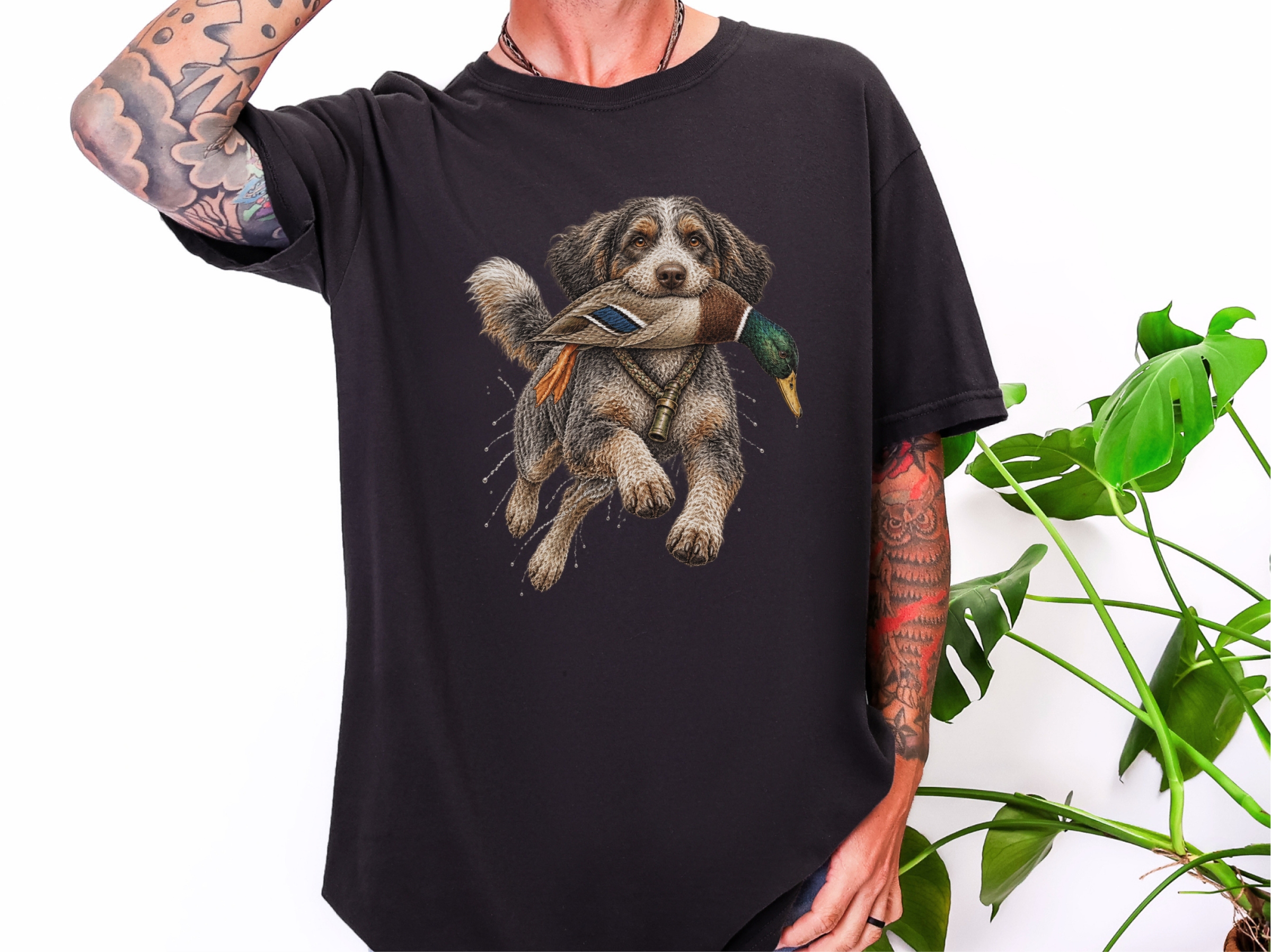 Aussiedoodle Duck Hunter Vintage doodle dog shirt - photo 4