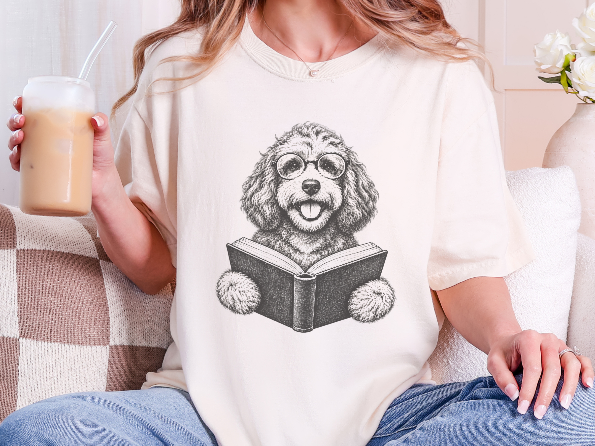 Cavapoo Reading A Book Shirt - Bookish Dog Tee & Cavapoo Mom Gift