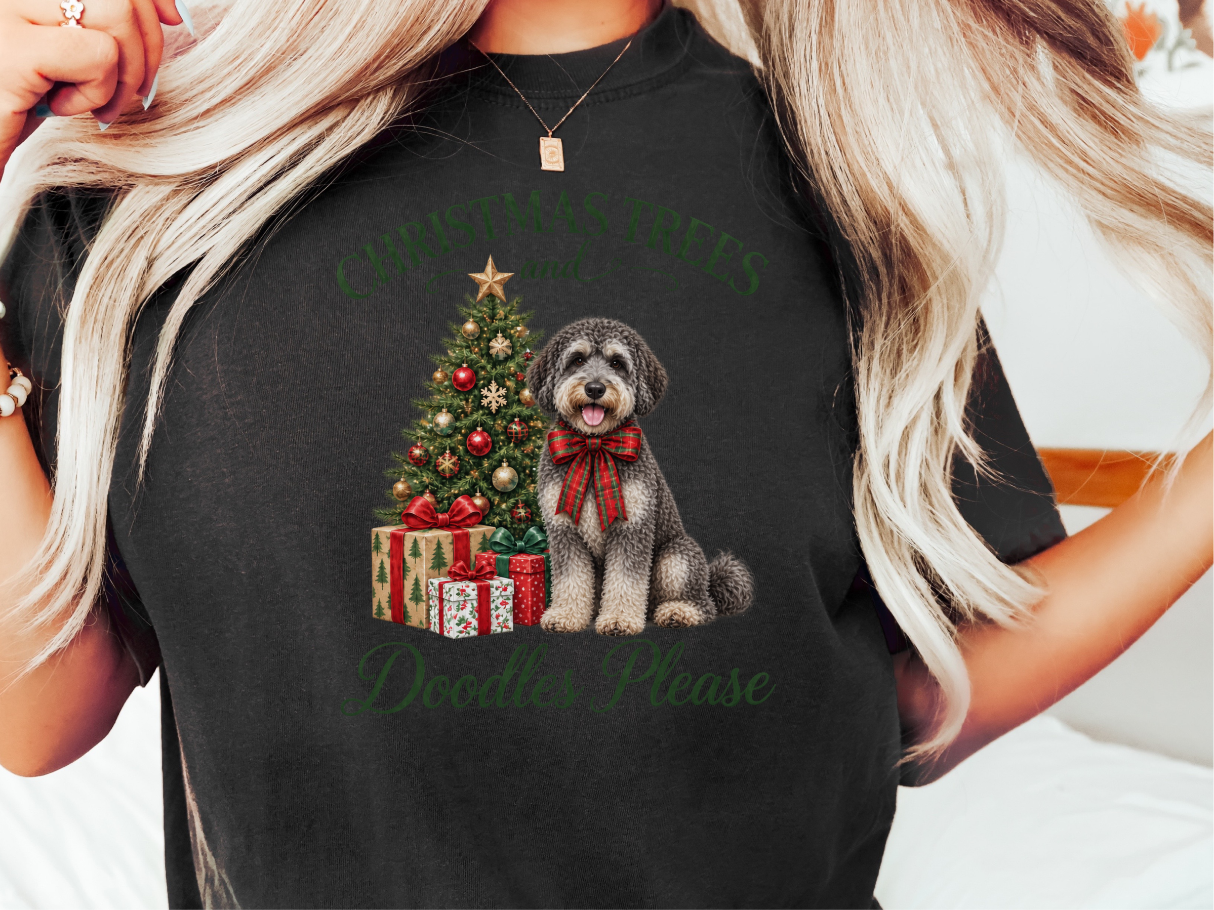 Schnoodle Christmas Tree Gifts doodle dog shirt - photo 1