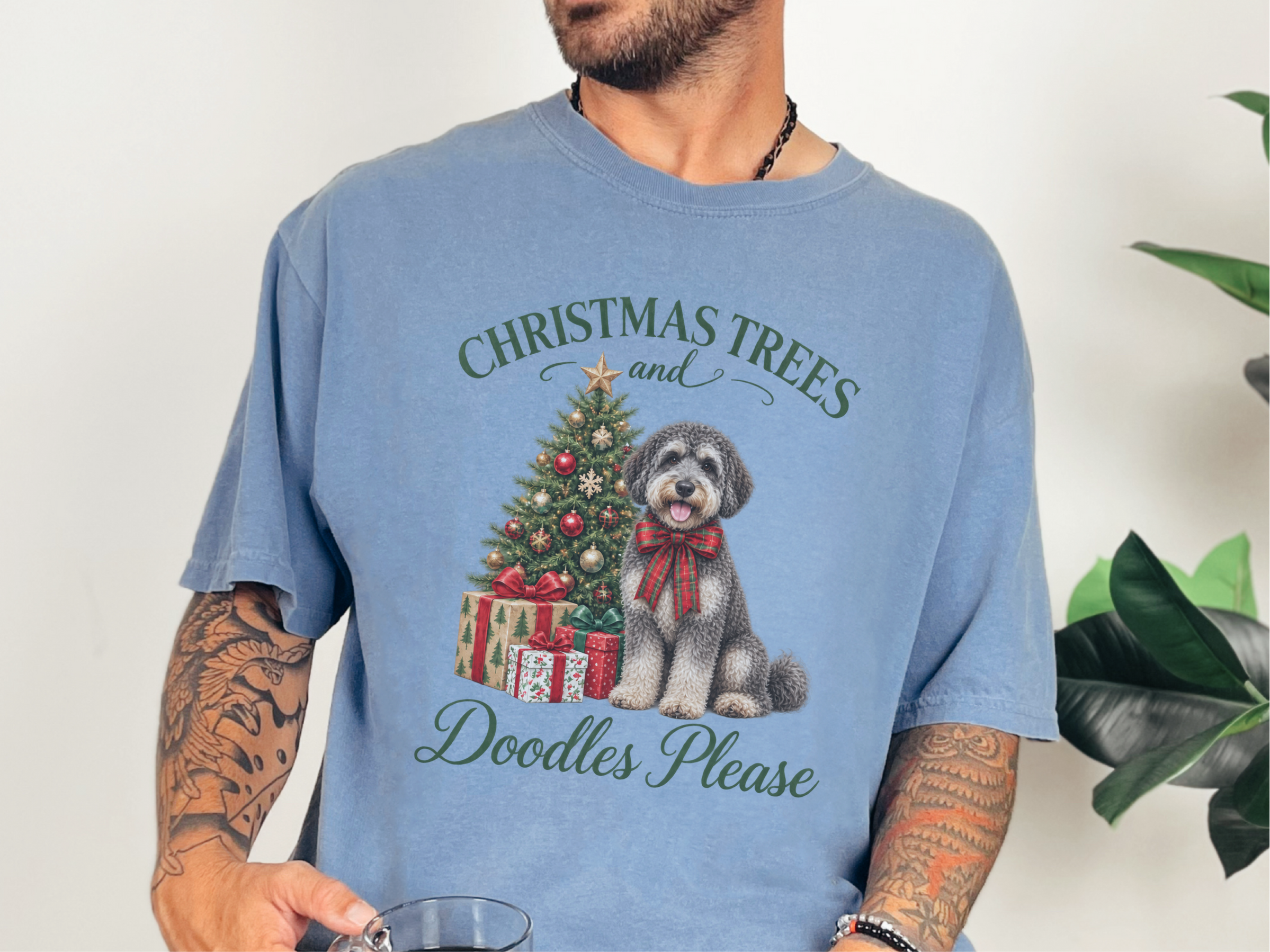 Schnoodle Christmas Tree Gifts doodle dog shirt - photo 8
