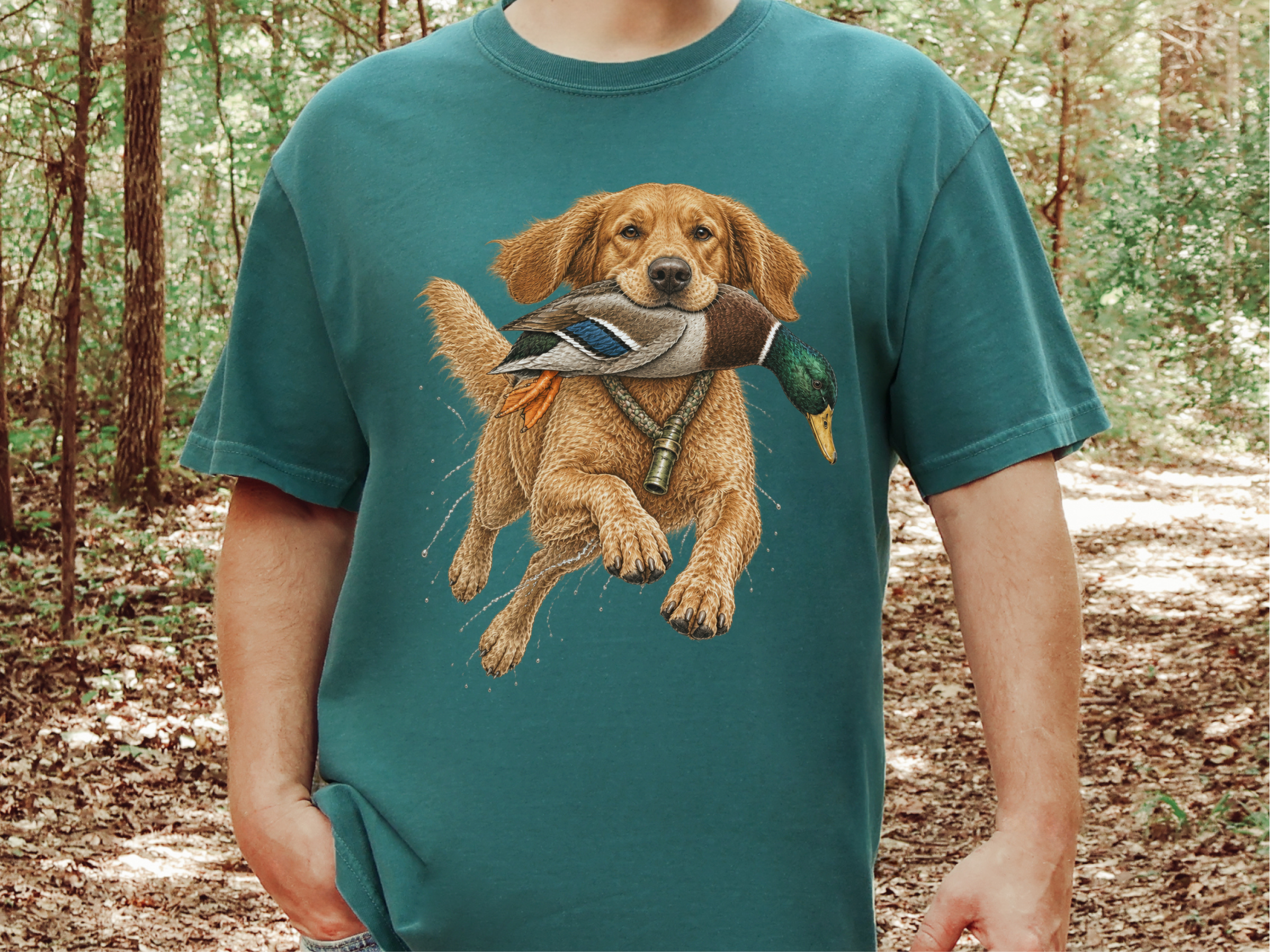 Golden Retriever Mallard Hunt doodle dog shirt - photo 8