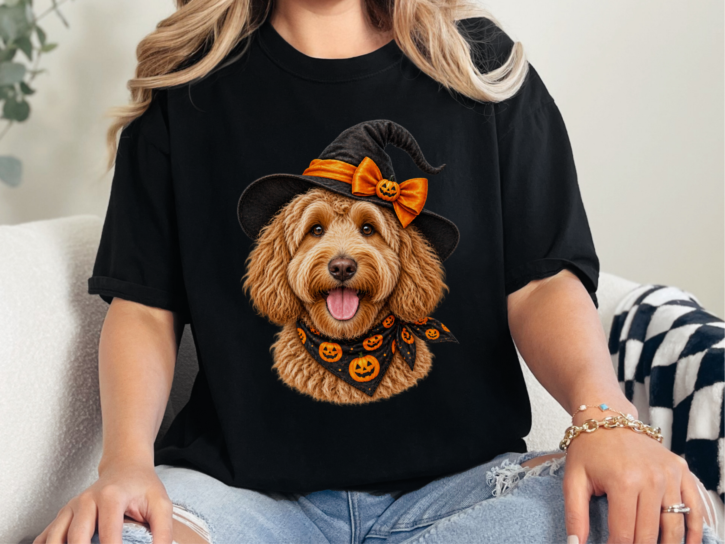 Labradoodle Witch Hat Pumpkin - photo 1