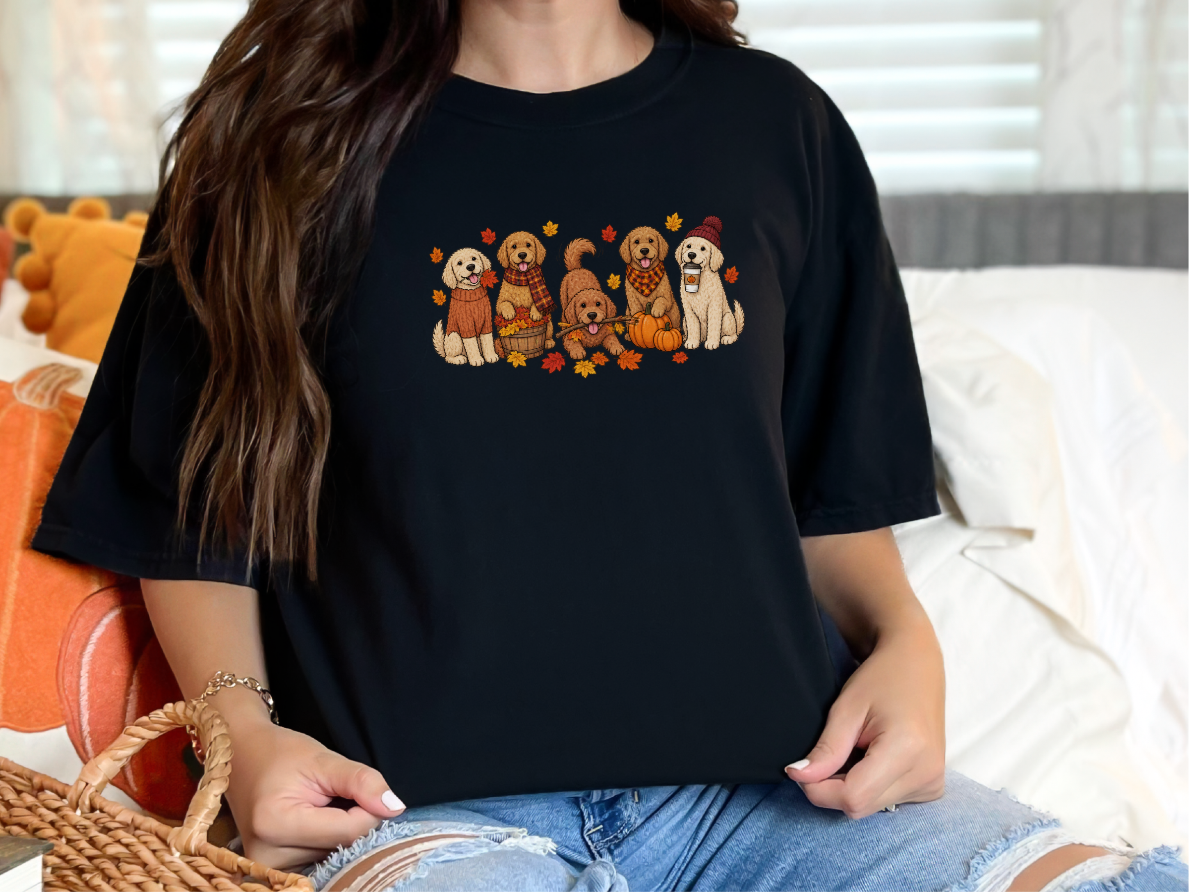 Golden Retrievers Autumn Activities doodle dog shirt - photo 4