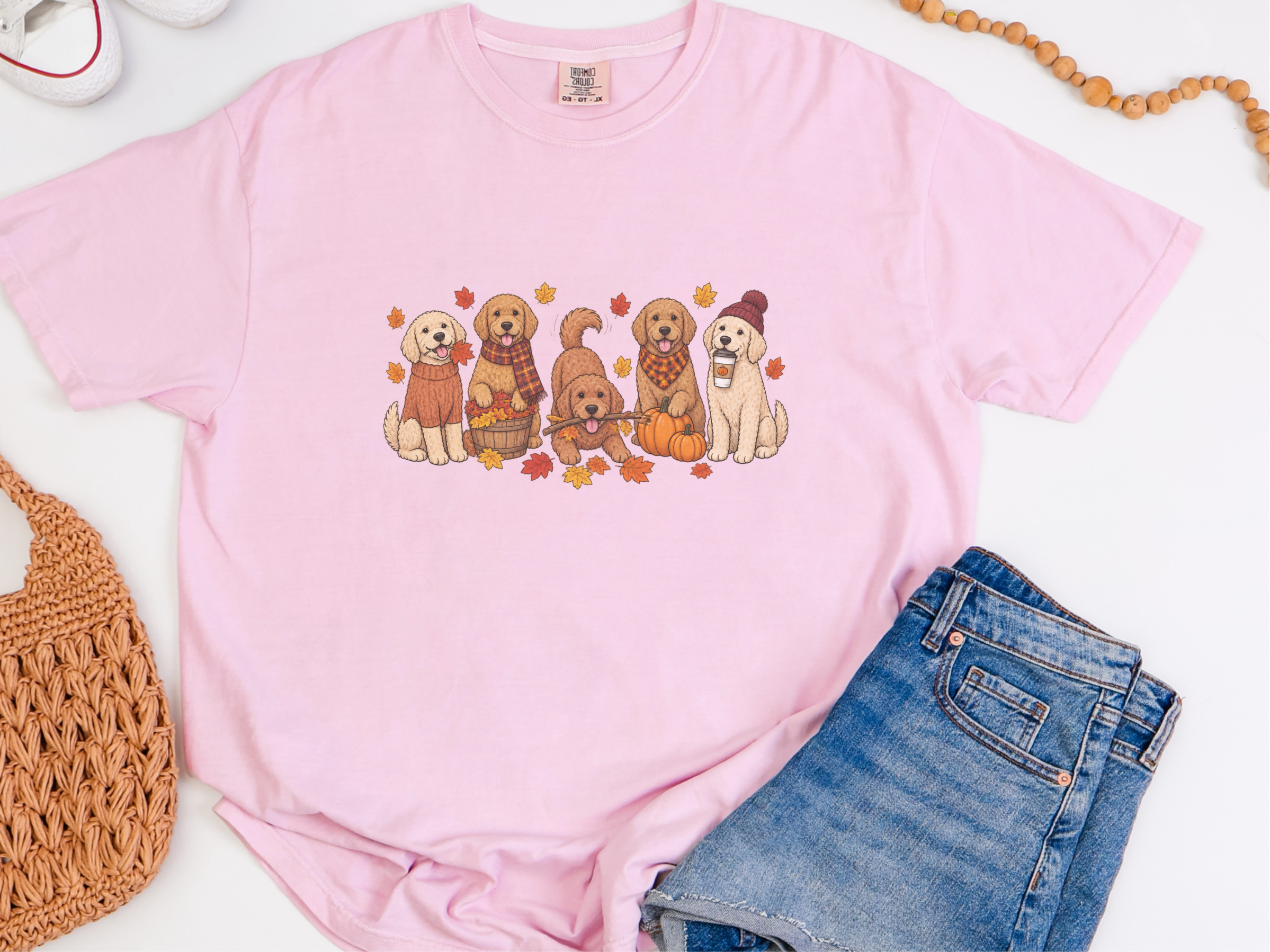 Golden Retrievers Autumn Activities doodle dog shirt - photo 6