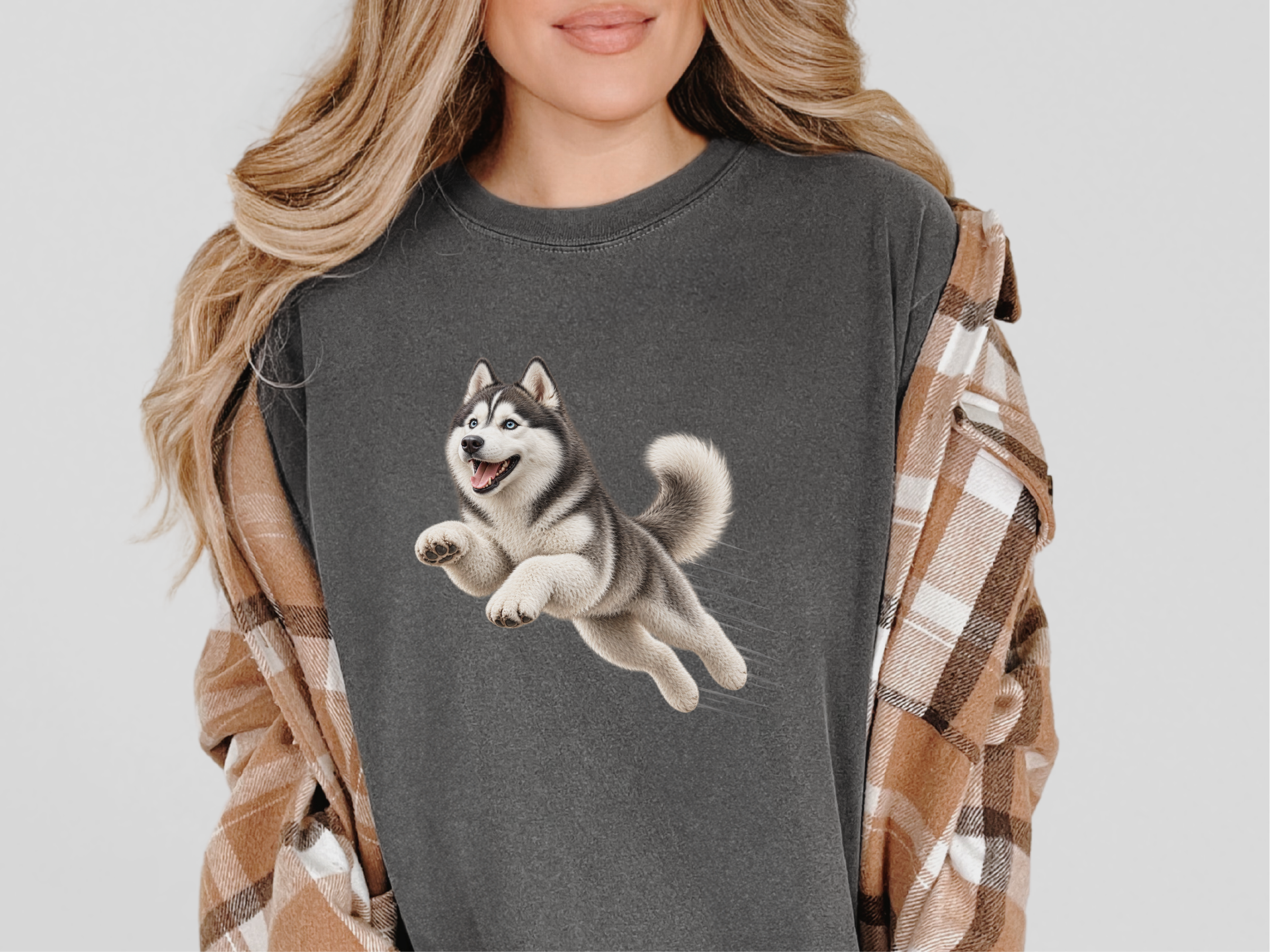Jumping Husky Speed Lines doodle dog shirt - photo 6