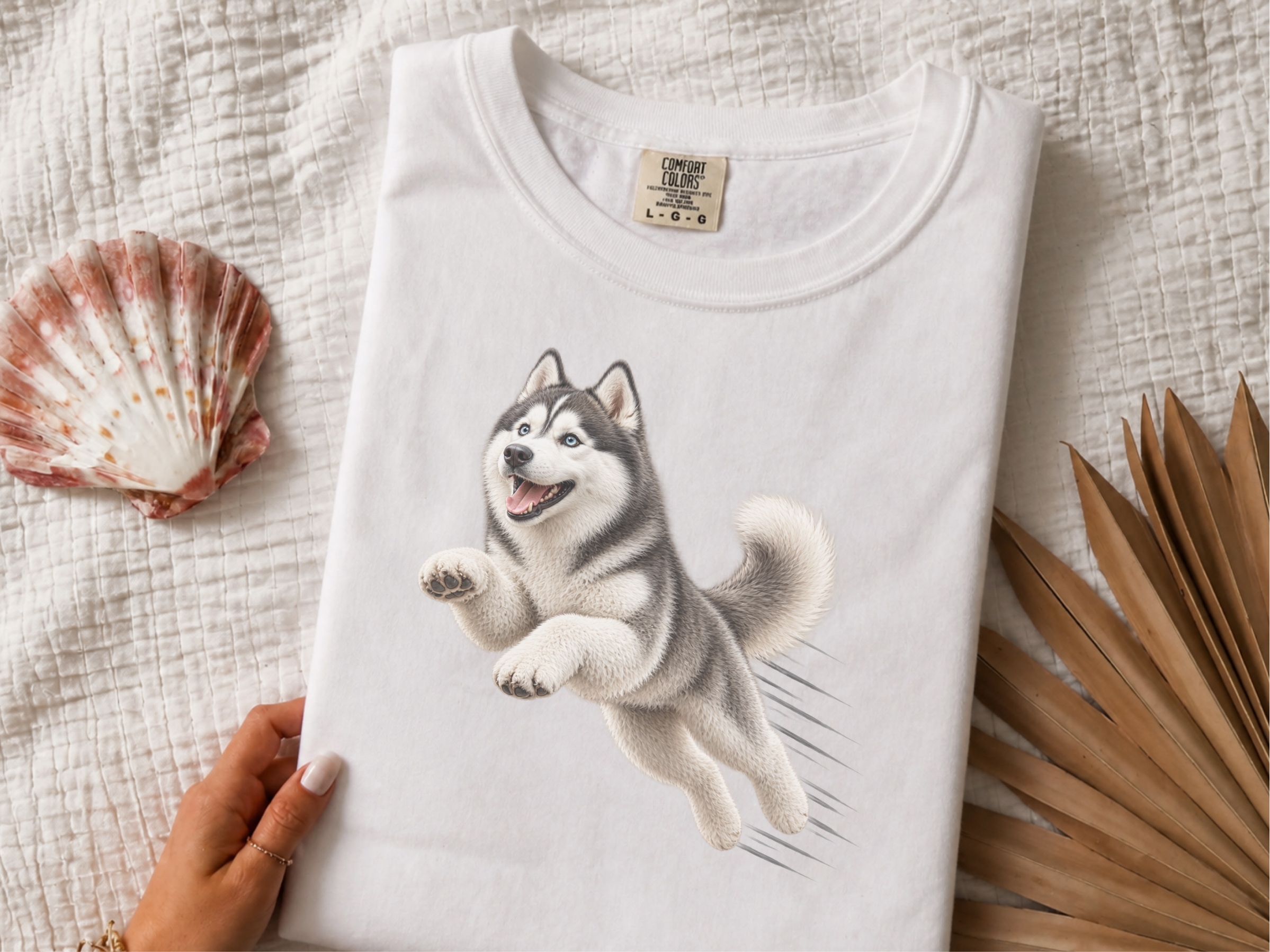 Jumping Husky Speed Lines Siberian Husky Art Dog Agility Tee