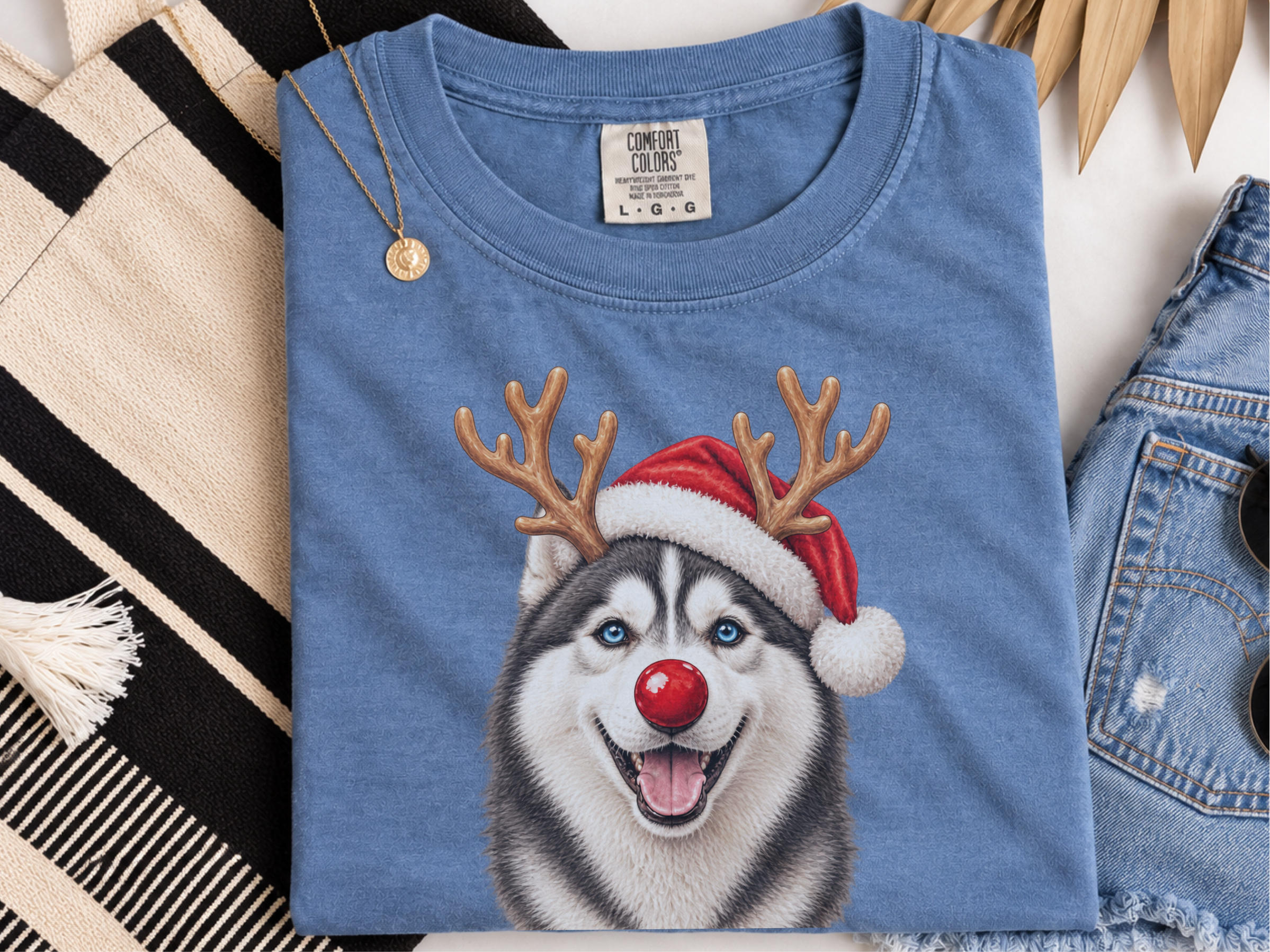 Christmas Husky Red Nose doodle dog shirt - photo 8