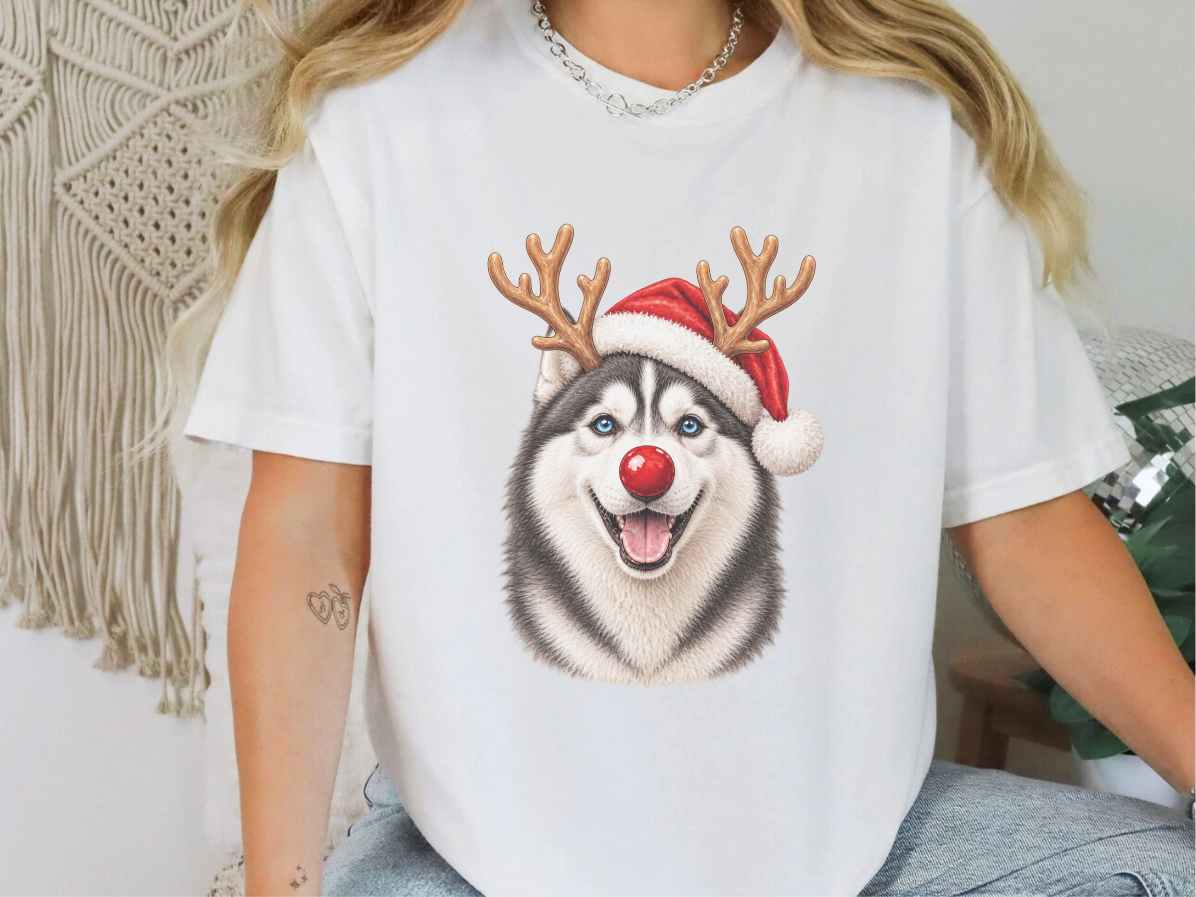 Christmas Husky Red Nose doodle dog shirt - photo 1