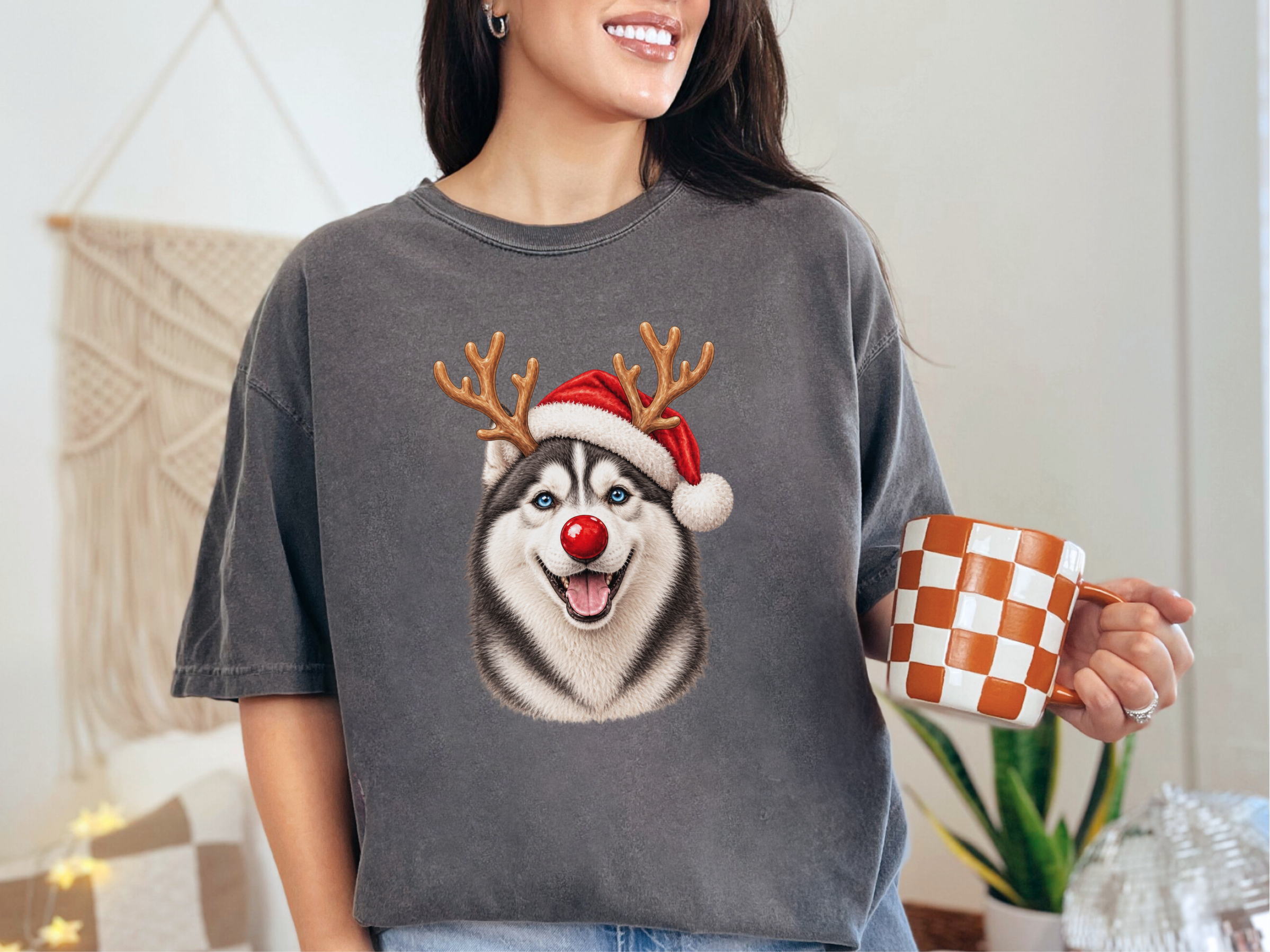 Christmas Husky Red Nose doodle dog shirt - photo 6