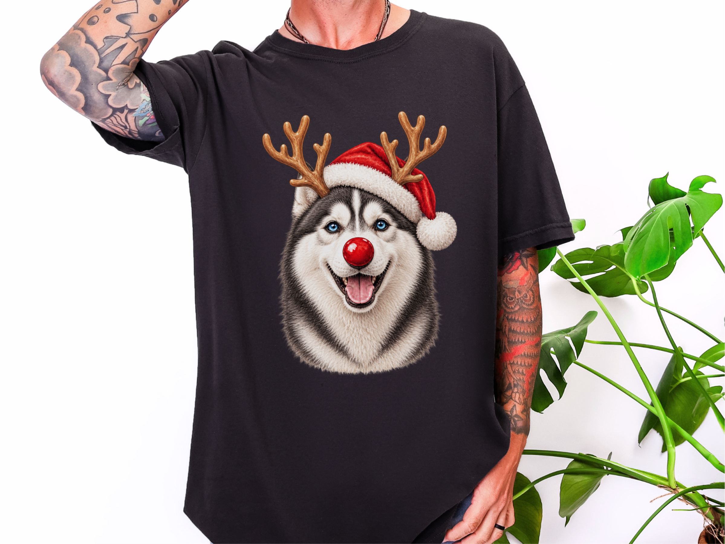 Christmas Husky Red Nose doodle dog shirt - photo 4