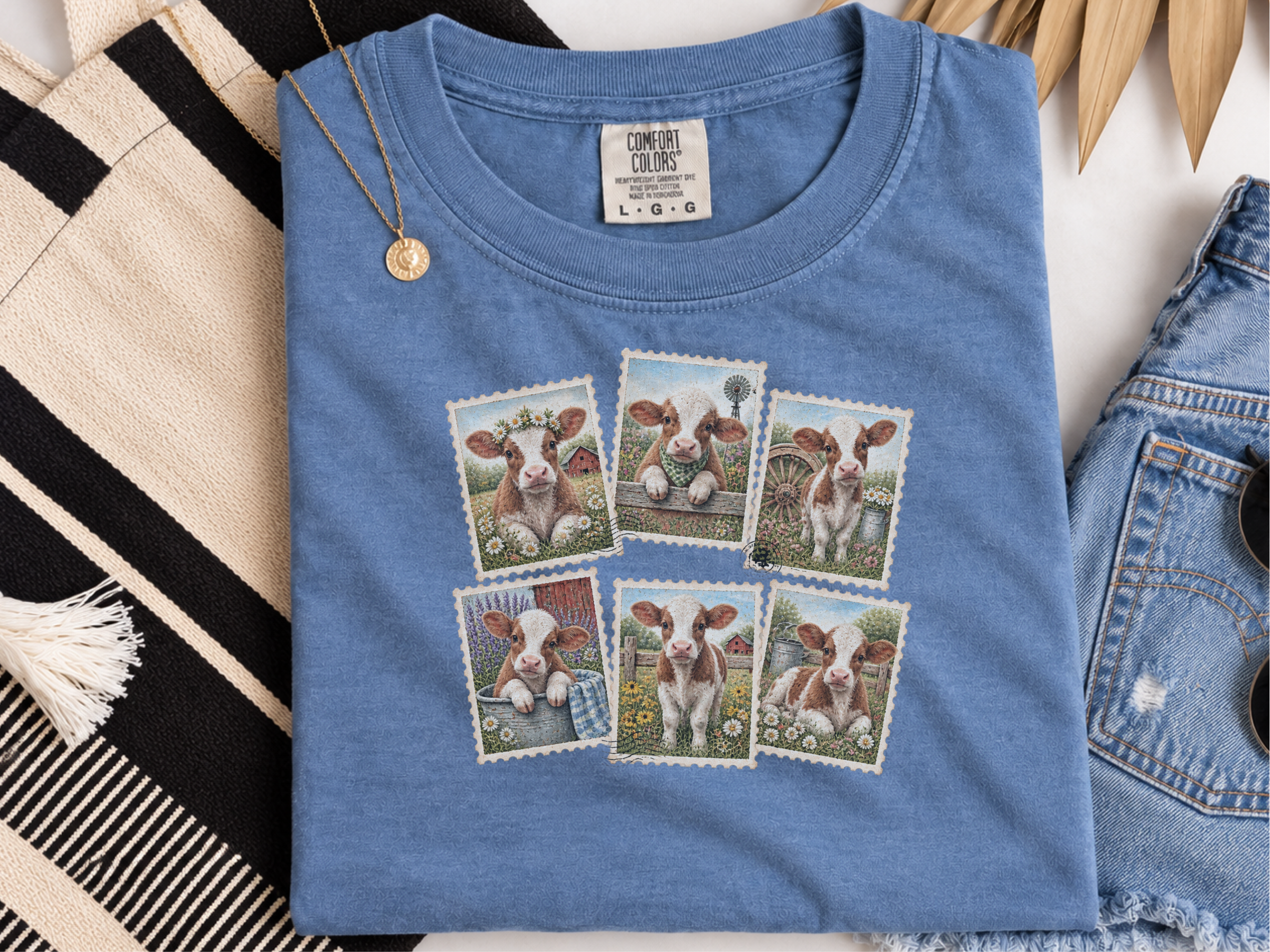Vintage Postage Stamp Cows funny shirt - photo 7