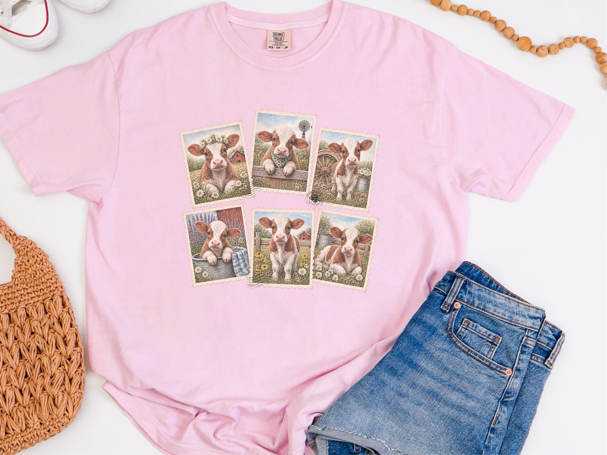 Vintage Postage Stamp Cows funny shirt - photo 6