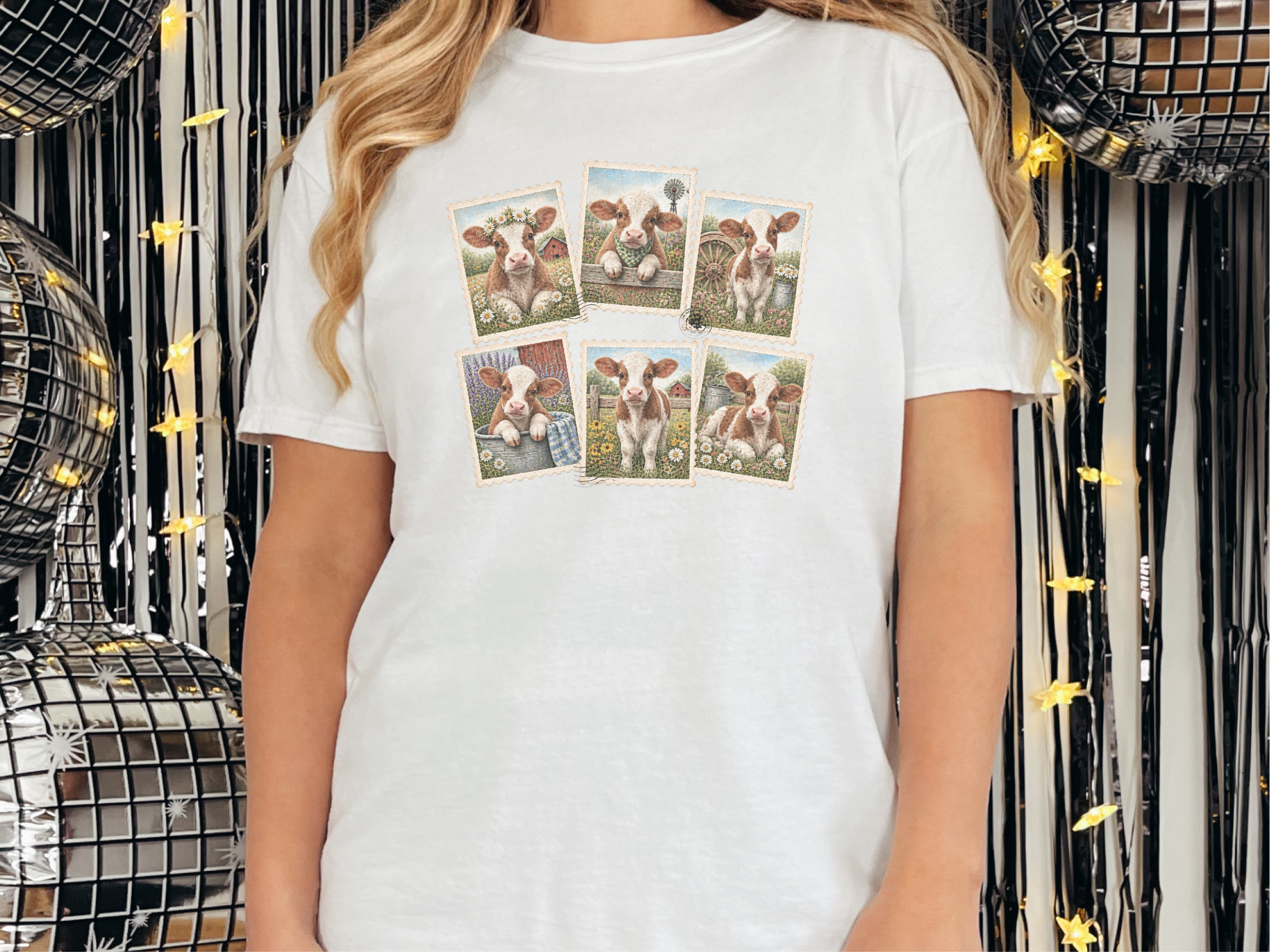 Vintage Postage Stamp Cows funny shirt - photo 3