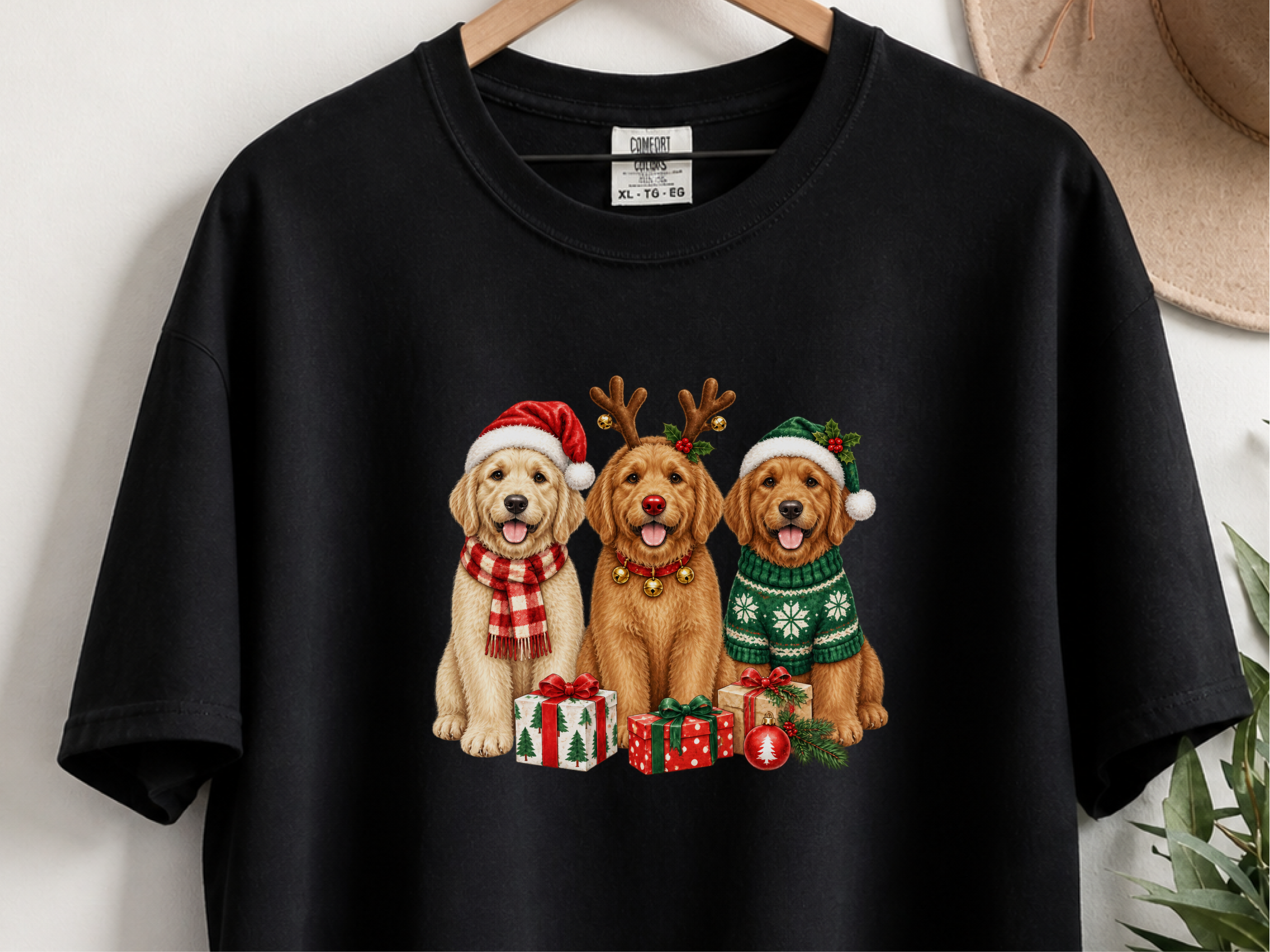 Golden Retriever Christmas Trio