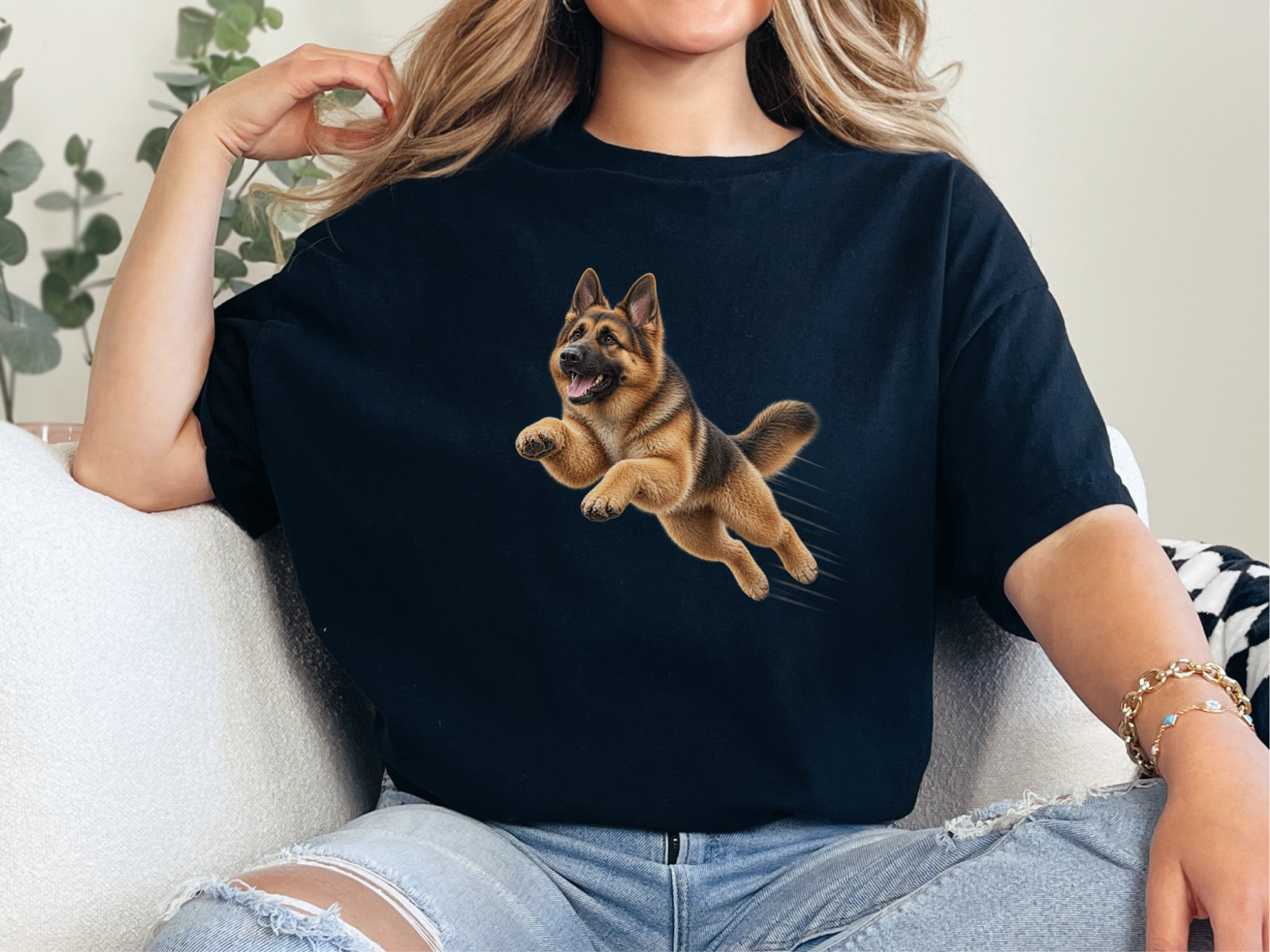German Shepherd Running Speed Lines doodle dog shirt - photo 3