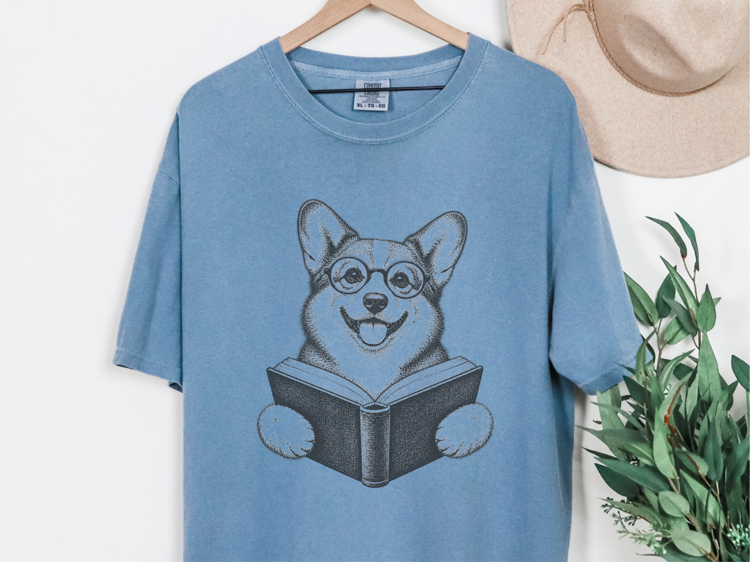 Reading Corgi With Glasses doodle dog shirt - photo 7