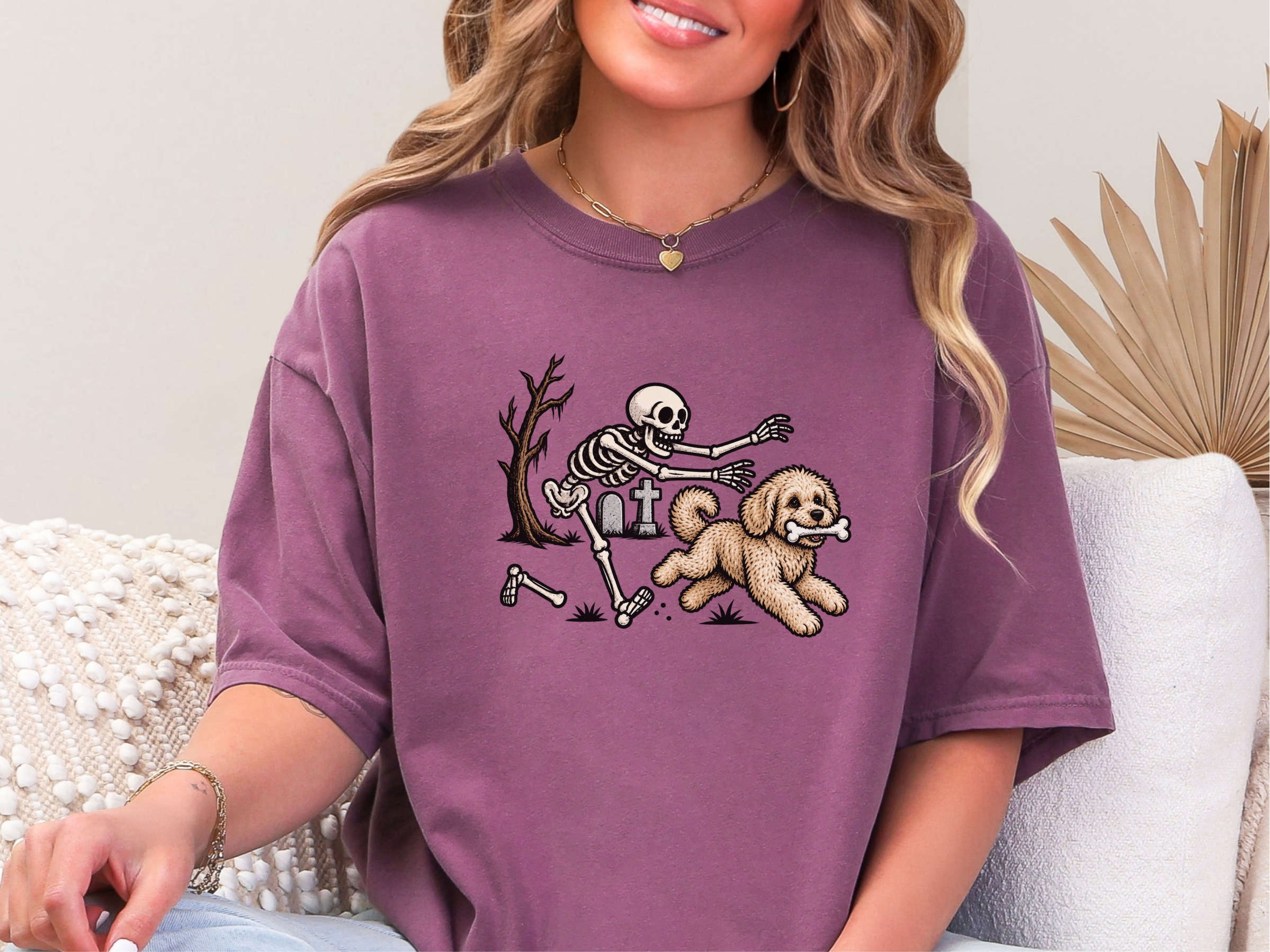 Maltipoo Chased By Skeleton doodle dog shirt - photo 8