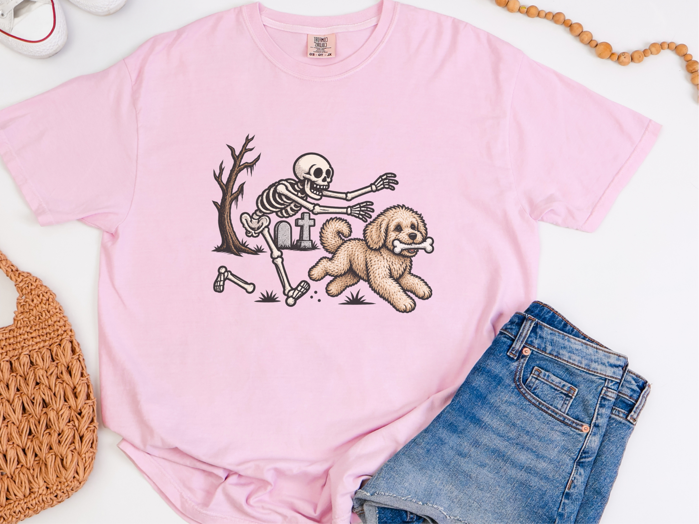 Maltipoo Chased By Skeleton doodle dog shirt - photo 6