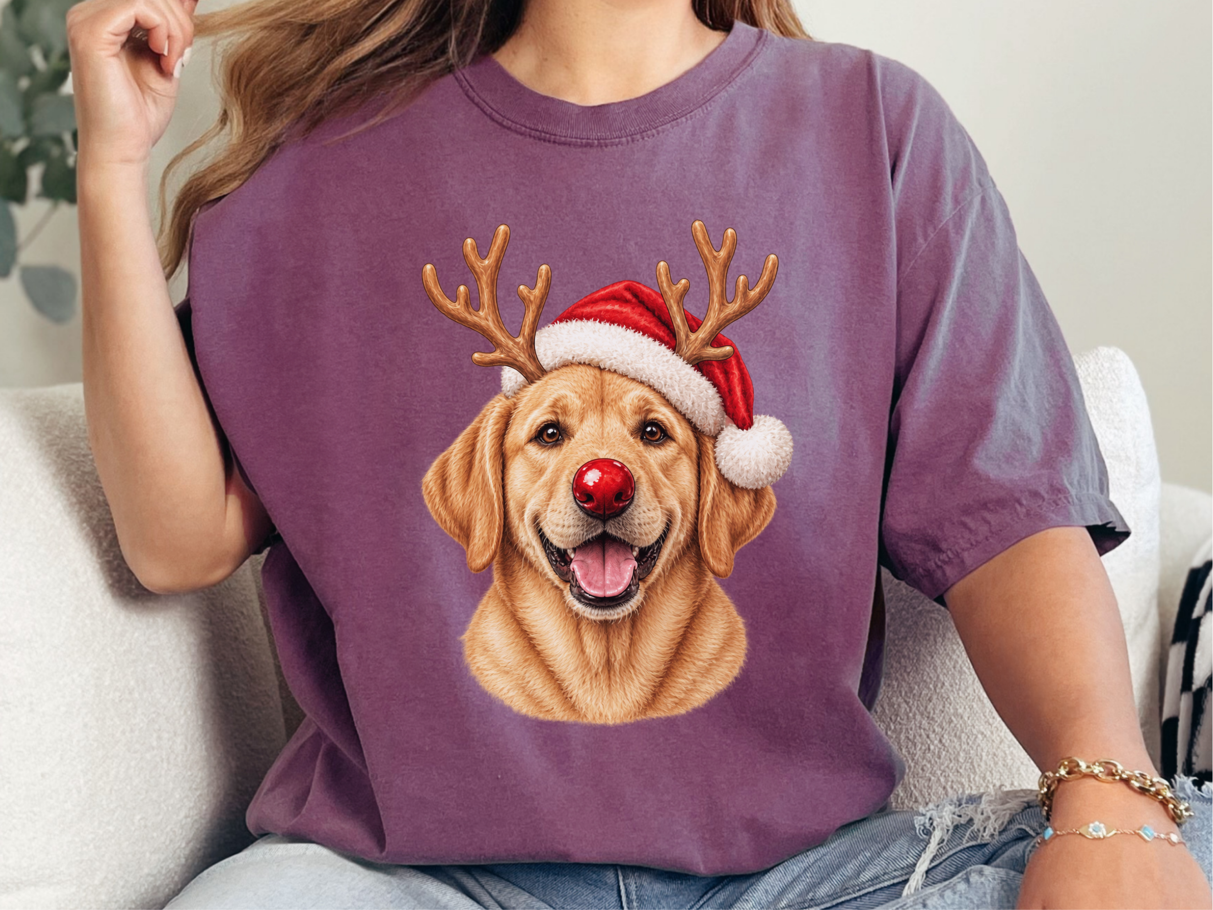 Labrador Reindeer Santa Nose doodle dog shirt - photo 5