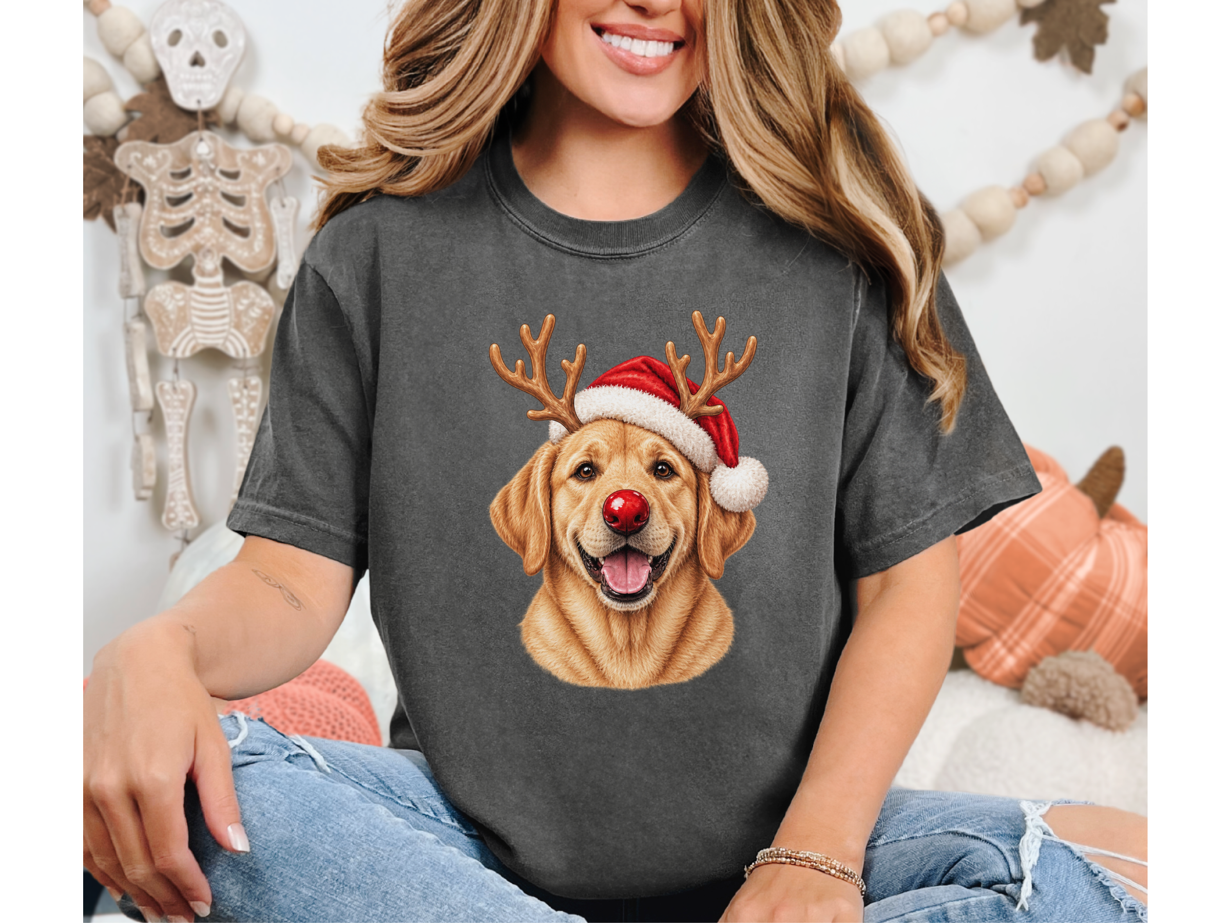 Labrador Reindeer Santa Nose doodle dog shirt - photo 3