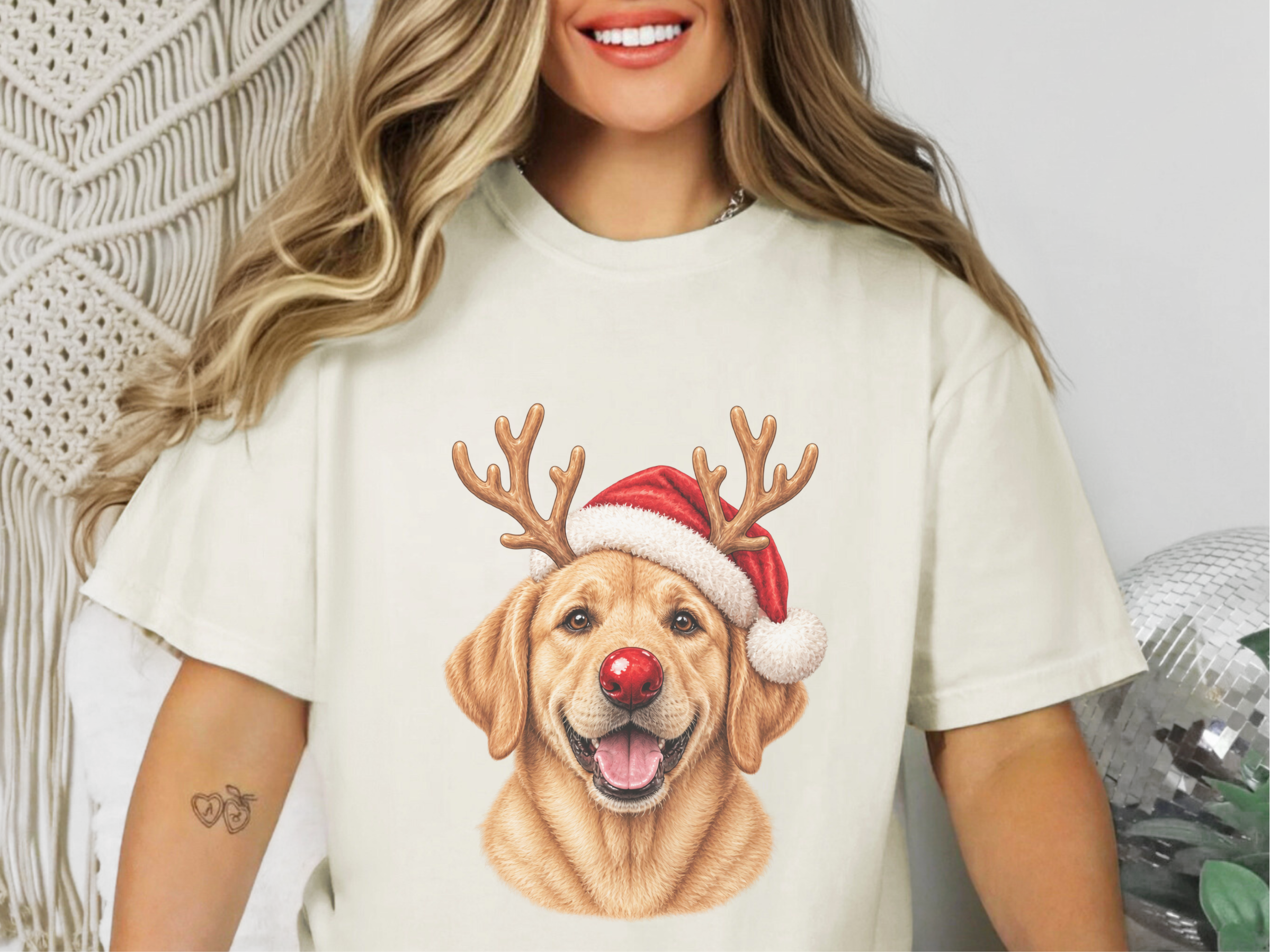Labrador Reindeer Santa Nose doodle dog shirt - photo 8