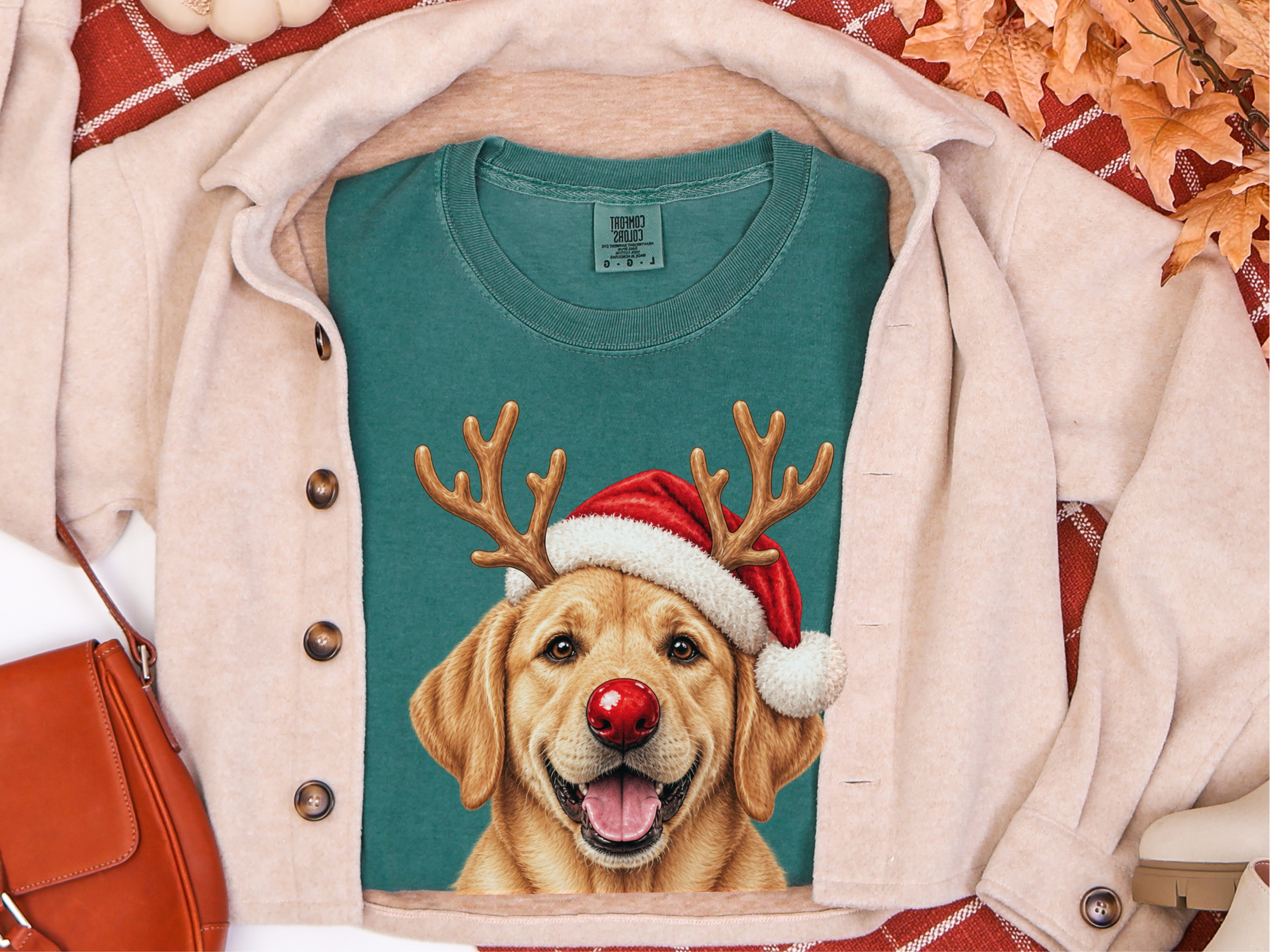 Labrador Reindeer Santa Nose doodle dog shirt - photo 7