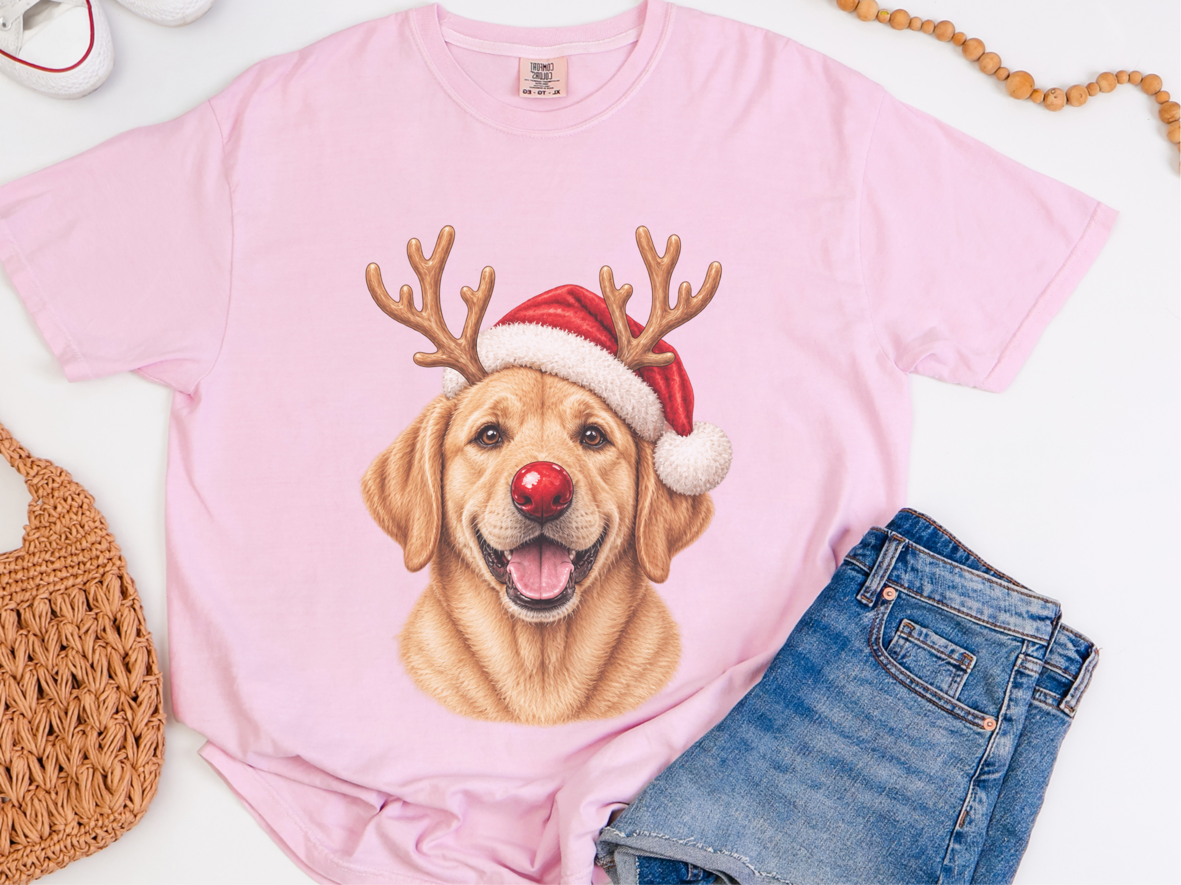 Labrador Reindeer Santa Nose doodle dog shirt - photo 4